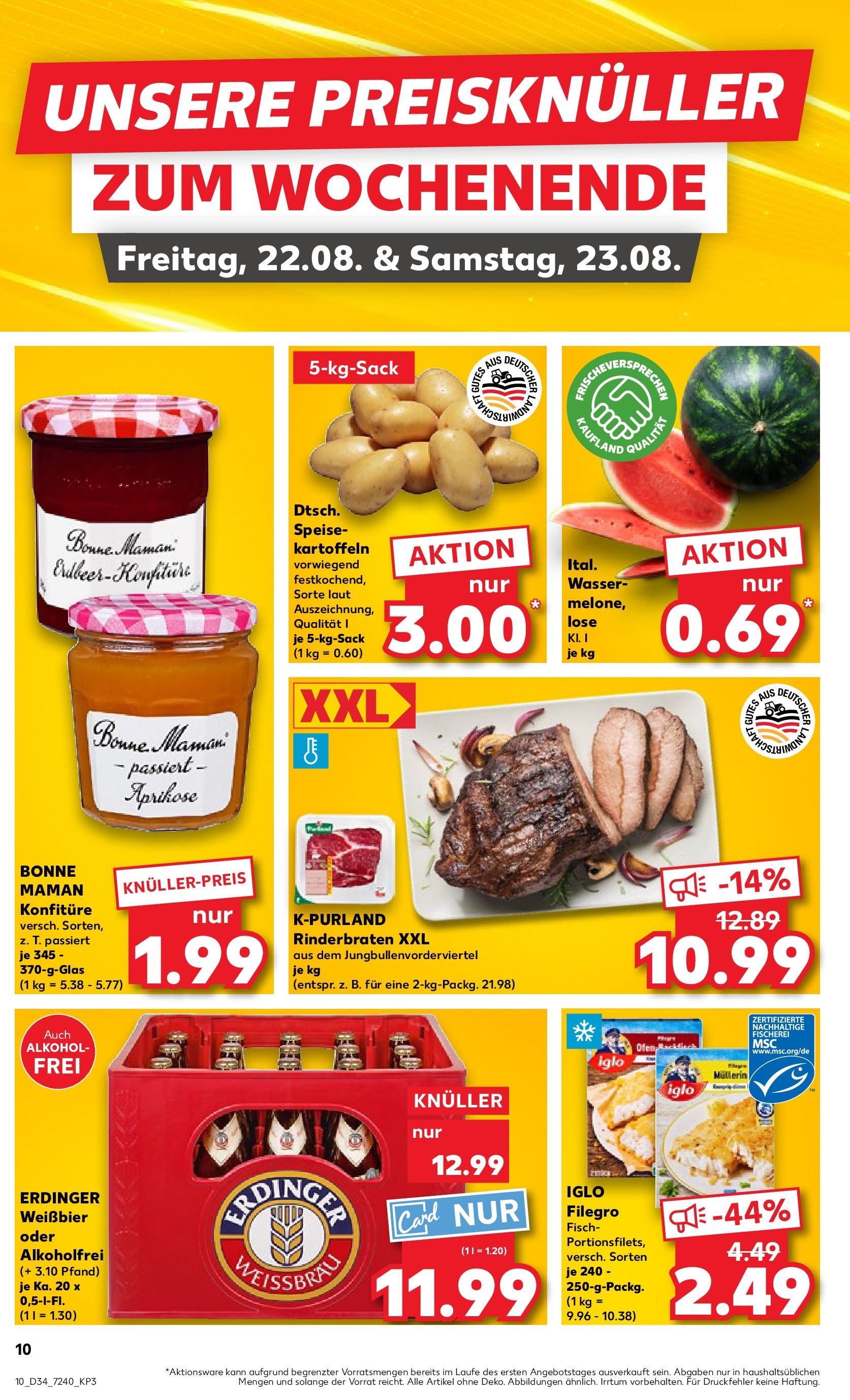 Prospekt Kaufland ab 21.08.2025 » Angebote Online zum Blättern | Seite: 10 | Produkte: Erdinger, Iglo, Kartoffeln, Bonne maman
