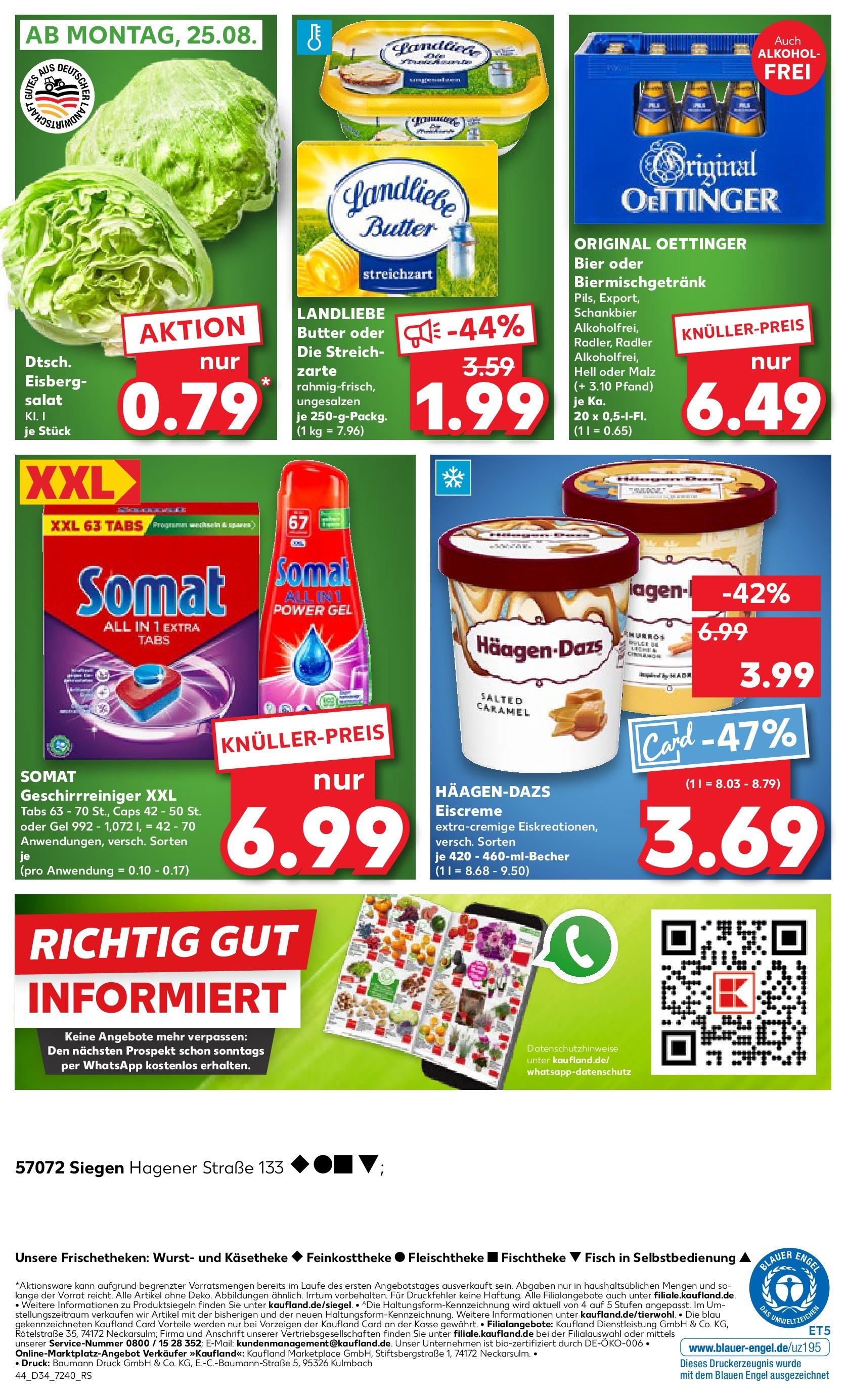 Prospekt Kaufland ab 21.08.2025 » Angebote Online zum Blättern | Seite: 44 | Produkte: Oettinger, Eiscreme, Radler, Salat