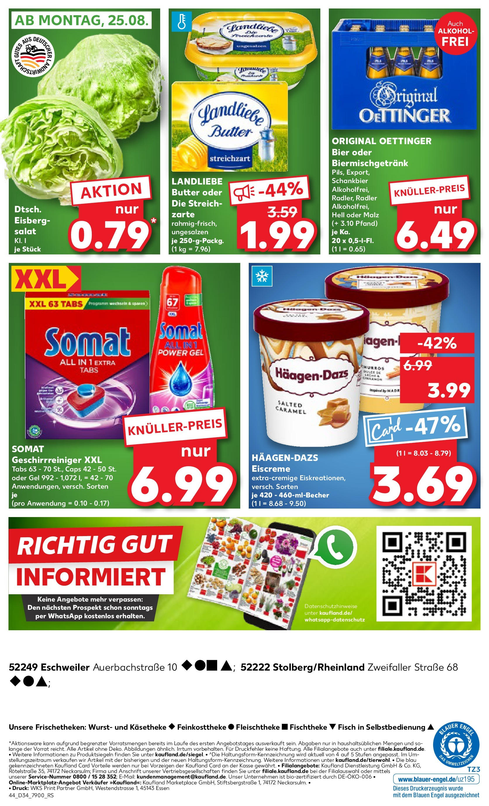 Prospekt Kaufland ab 21.08.2025 » Angebote Online zum Blättern | Seite: 44 | Produkte: Butter, Eiscreme, Fisch, Wurst