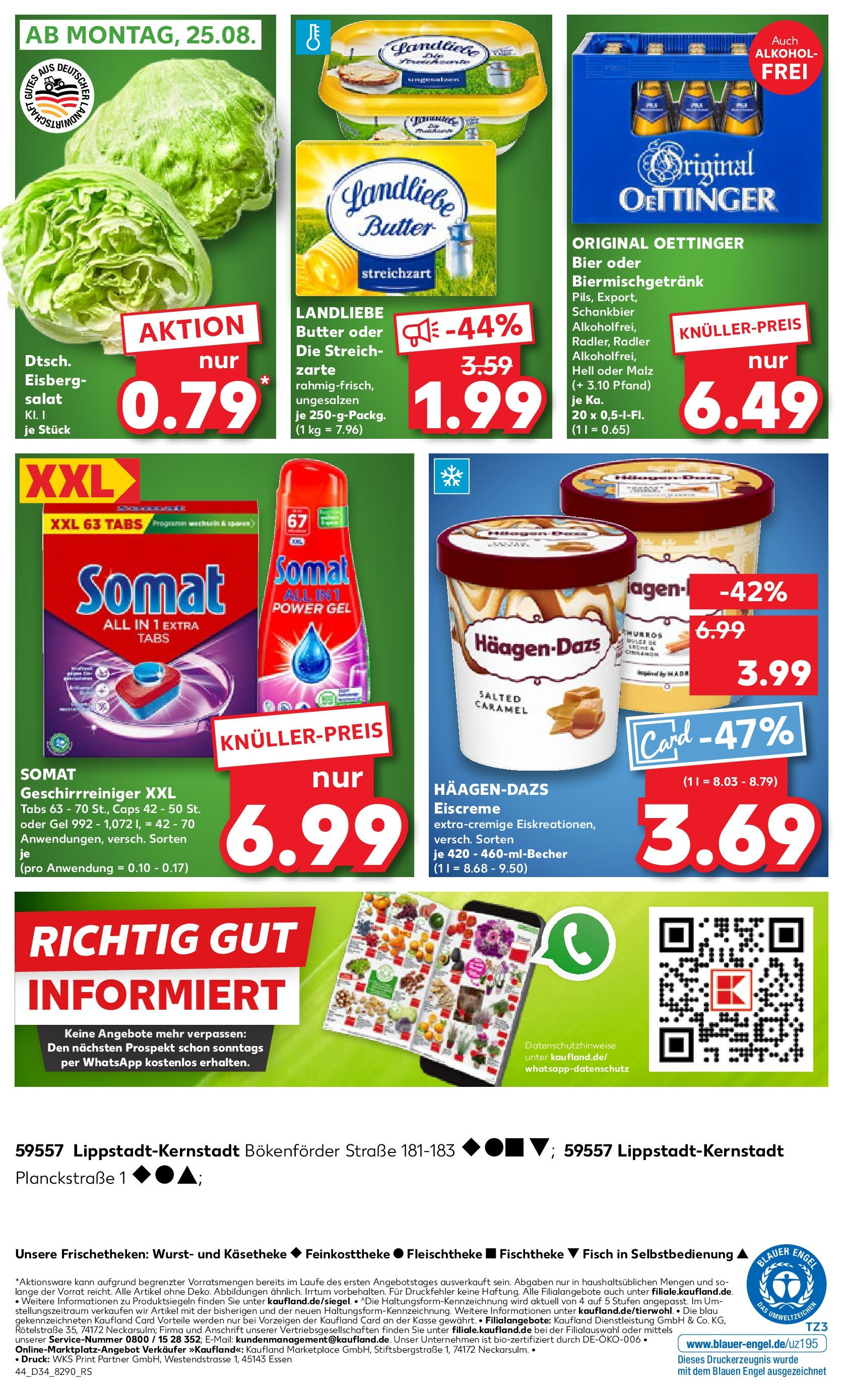 Prospekt Kaufland ab 21.08.2025 » Angebote Online zum Blättern | Seite: 44 | Produkte: Bier, Landliebe butter, Eiscreme, Fisch