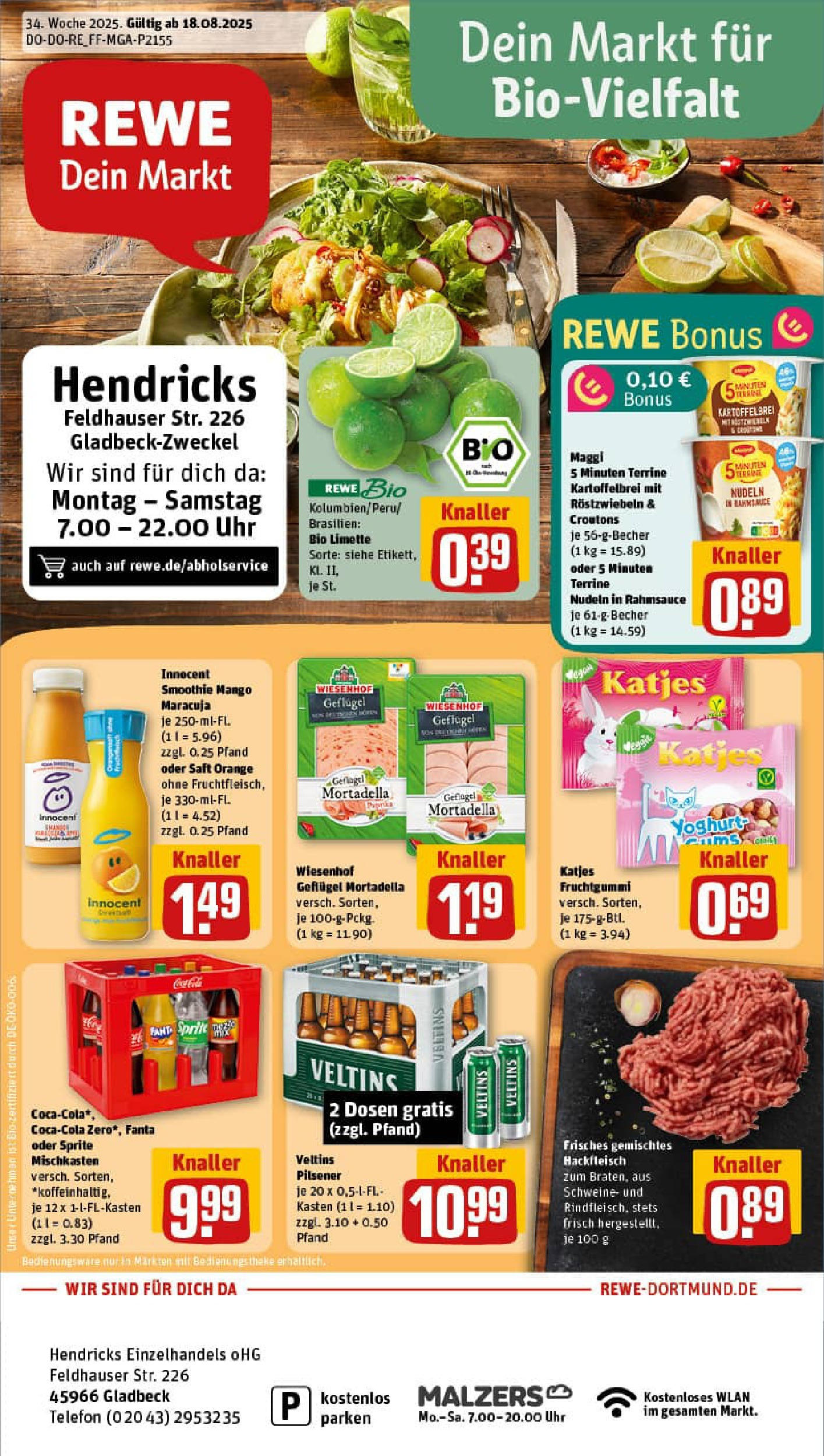 REWE Prospekt ab 17.08.2025 zum Blättern » Angebote | Seite: 1 | Produkte: Fanta, Saft, Nudeln, Uhr