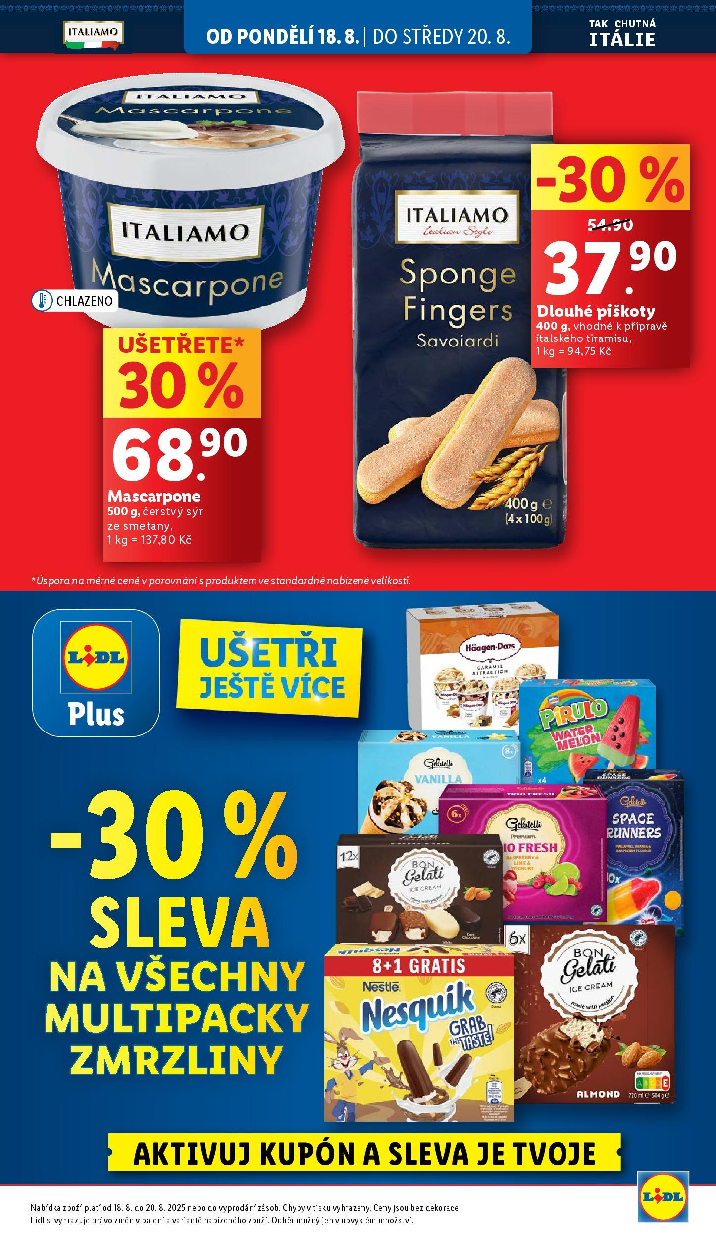 Lidl leták od 19.08.2025 - Nový akční leták | Strana: 3 | Produkty: Piškoty, Bon Gelati, Nesquik, Mascarpone