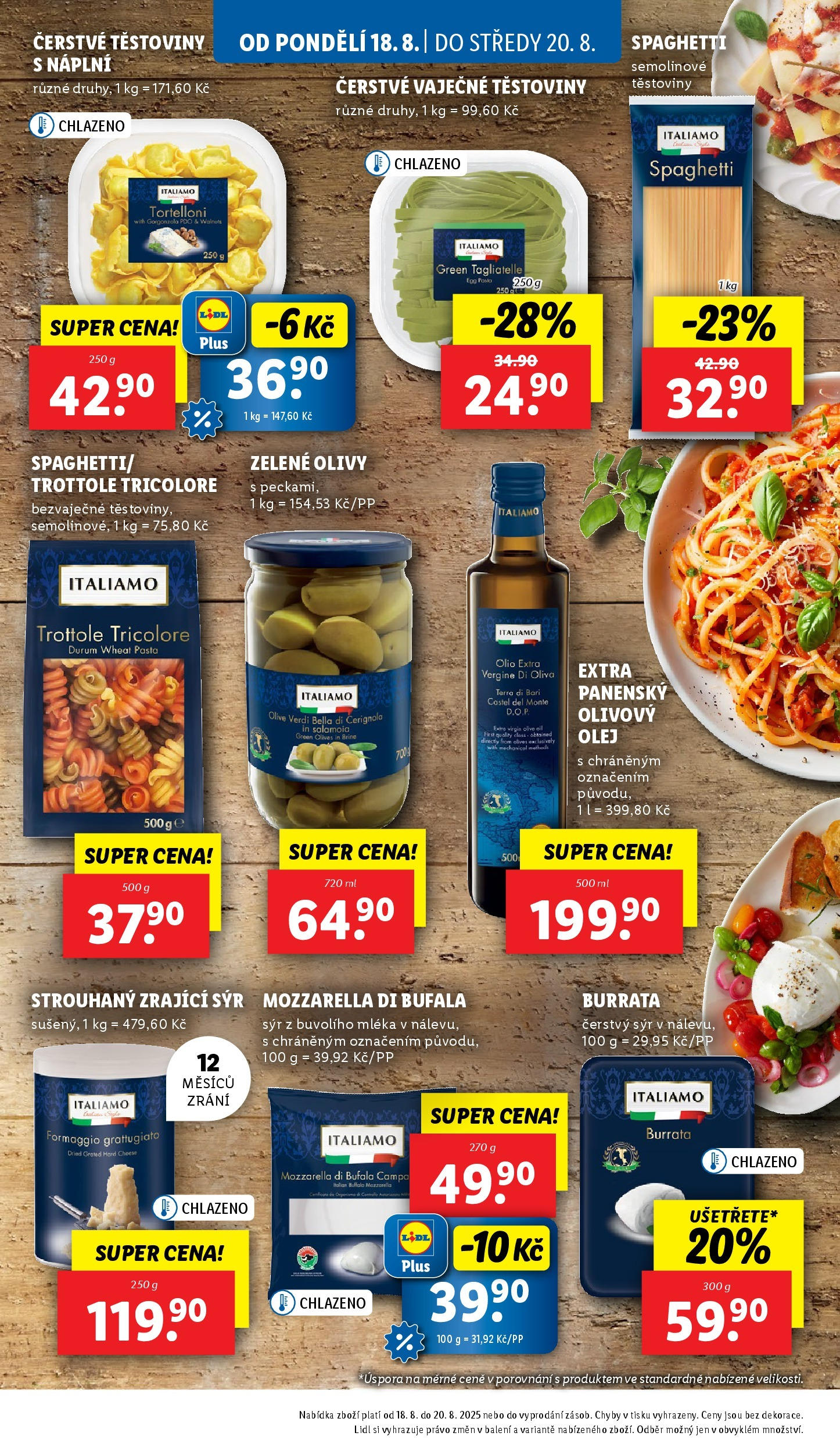 Lidl leták od 19.08.2025 - Nový akční leták | Strana: 18 | Produkty: Sýr, Olej, Olivy, Mozzarella