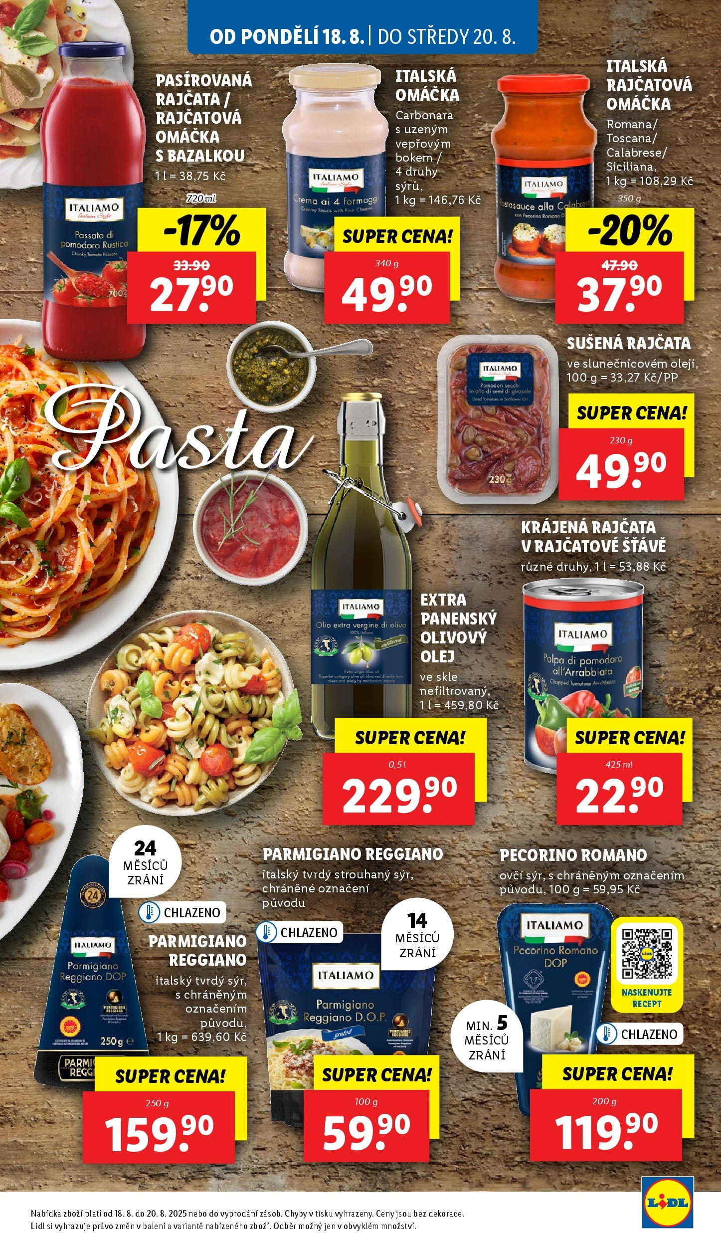 Lidl leták od 19.08.2025 - Nový akční leták | Strana: 19 | Produkty: Pasírovaná rajčata, Olej, Rajčata, Pecorino
