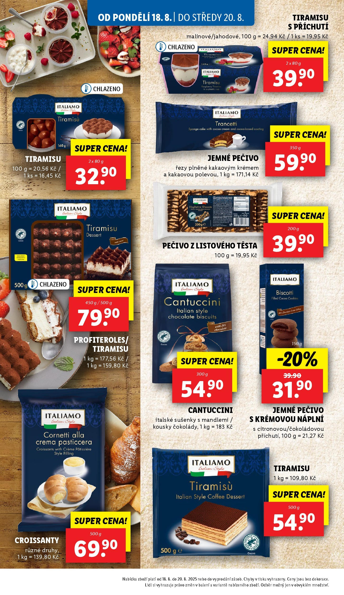 Lidl leták od 19.08.2025 - Nový akční leták | Strana: 20 | Produkty: Tiramisu, Cookies, Crema, Sušenky