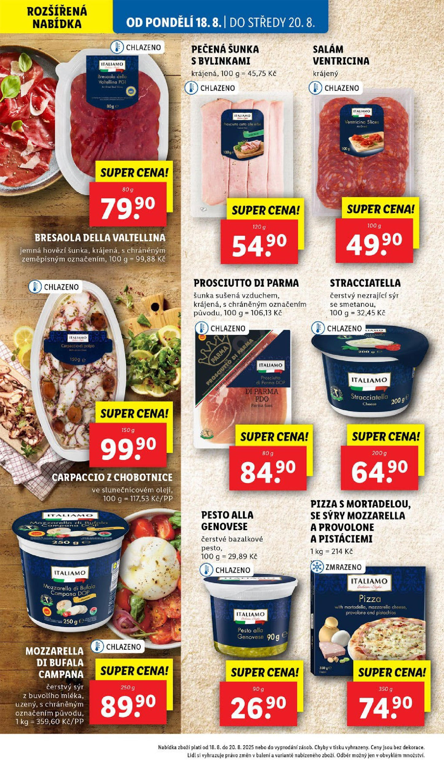 Lidl leták od 19.08.2025 - Nový akční leták | Strana: 22 | Produkty: Sýr, Šunka, Carpaccio, Čerstvý sýr