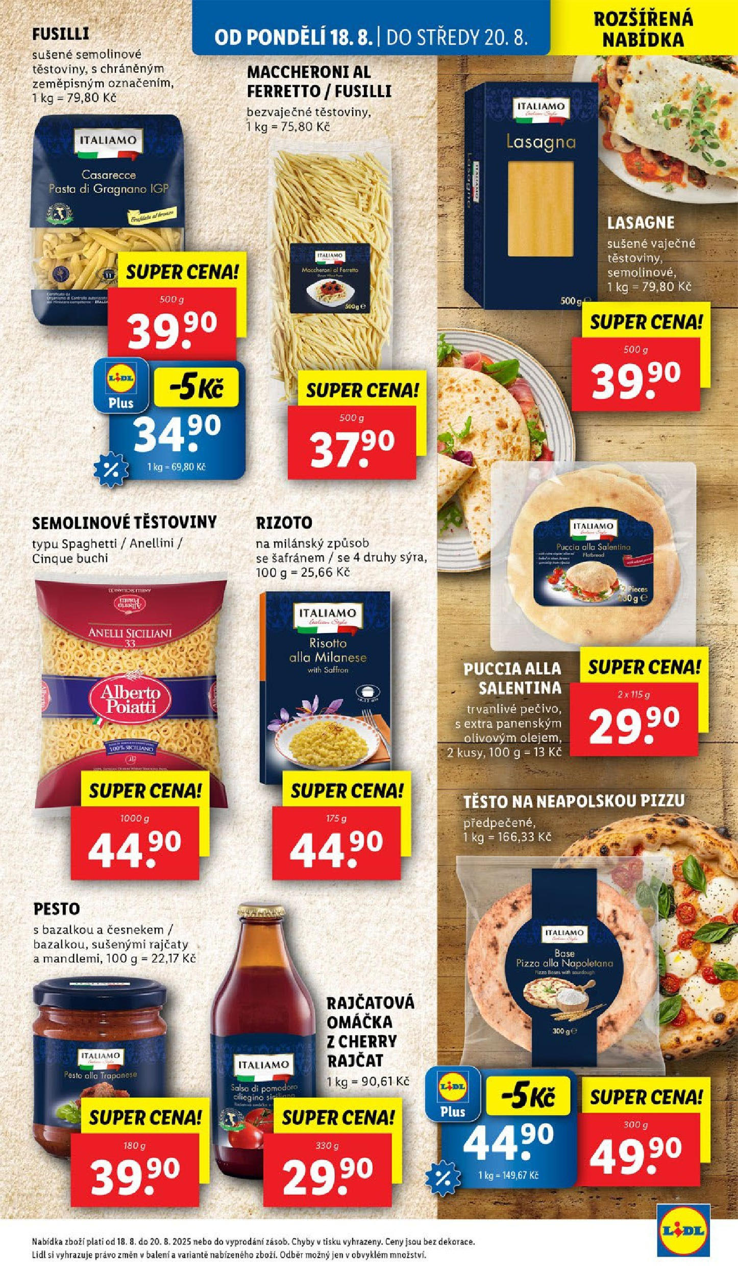 Lidl leták od 19.08.2025 - Nový akční leták | Strana: 23 | Produkty: Rajčatová omáčka, Pesto, Rizoto, Těsto