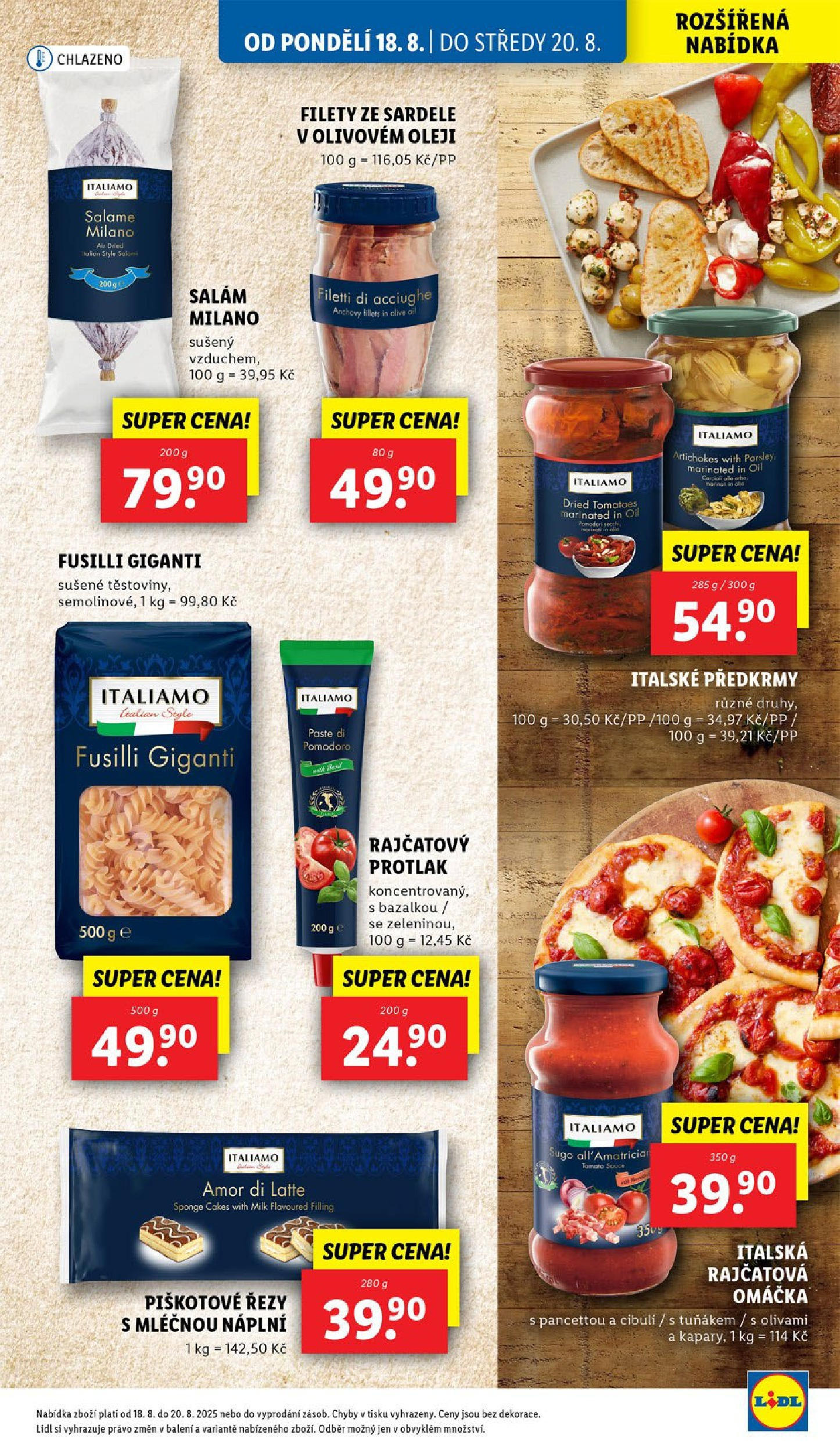 Lidl leták od 19.08.2025 - Nový akční leták | Strana: 25 | Produkty: Rajčatový protlak, Salám, Rajčatová omáčka