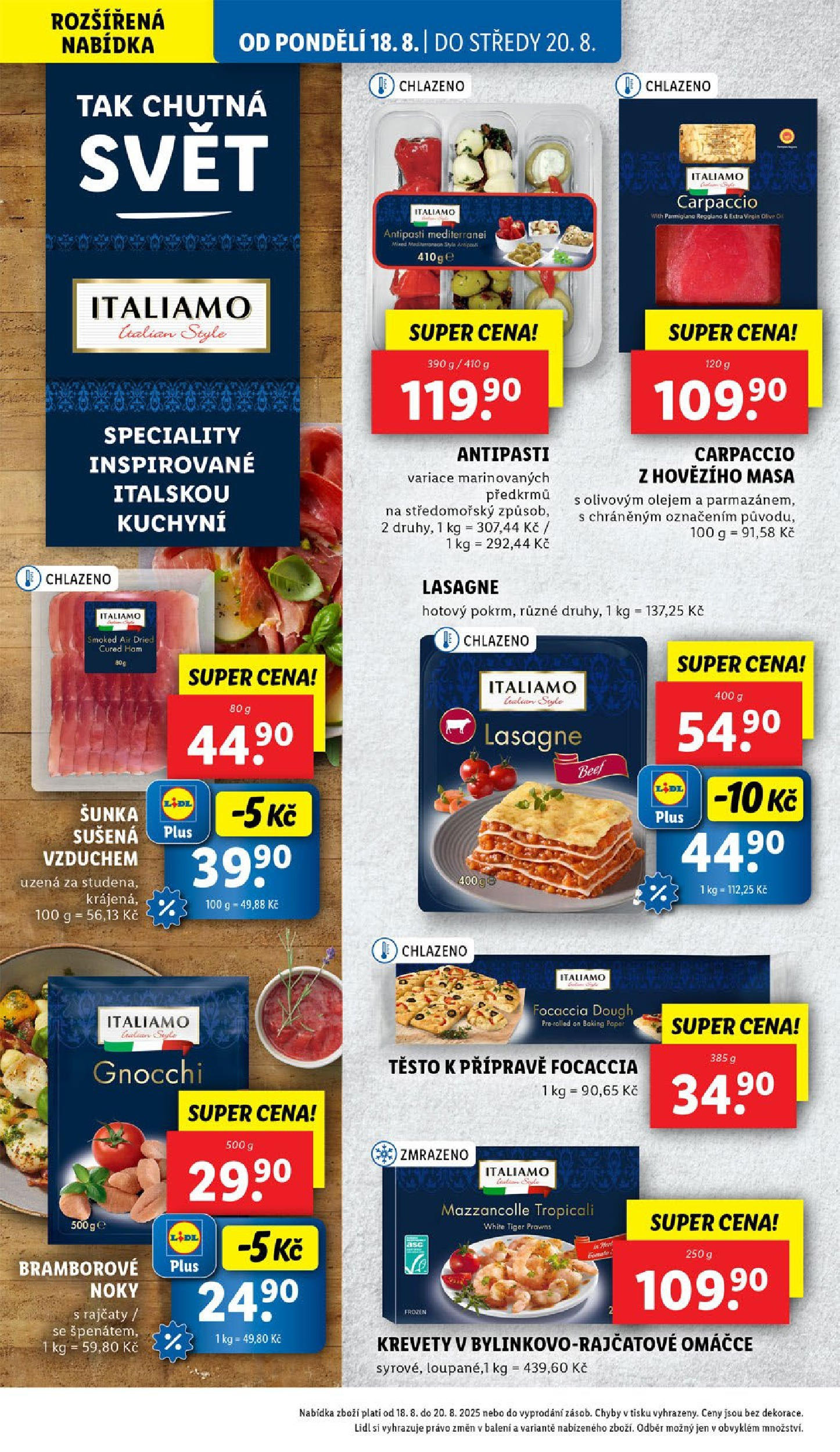 Lidl leták od 19.08.2025 - Nový akční leták | Strana: 26 | Produkty: Tiger, Noky, Parmigiano Reggiano, Lasagne