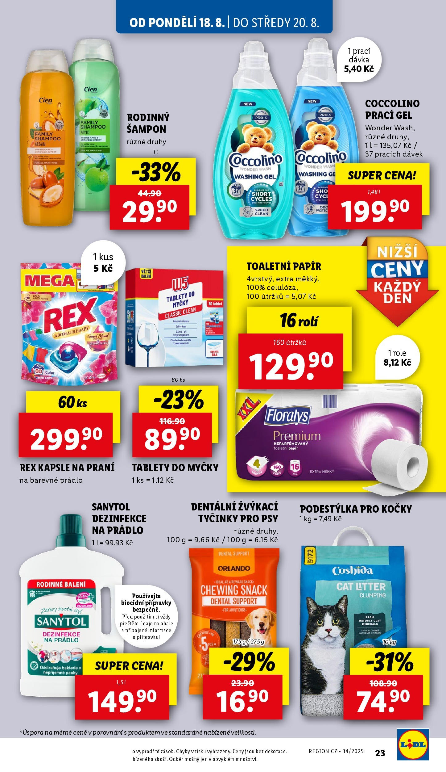 Lidl leták od 19.08.2025 - Nový akční leták | Strana: 34 | Produkty: Cien, Tyčinky, Sanytol, Šampon