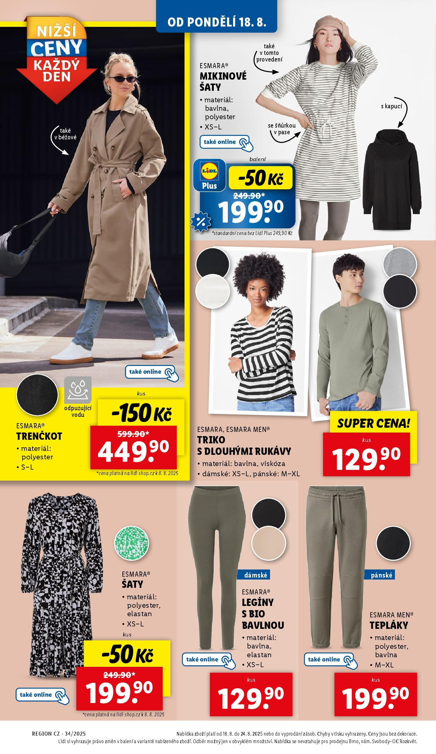 Lidl leták od 19.08.2025 - Nový akční leták | Strana: 10 | Produkty: Šaty, Legíny, Tepláky