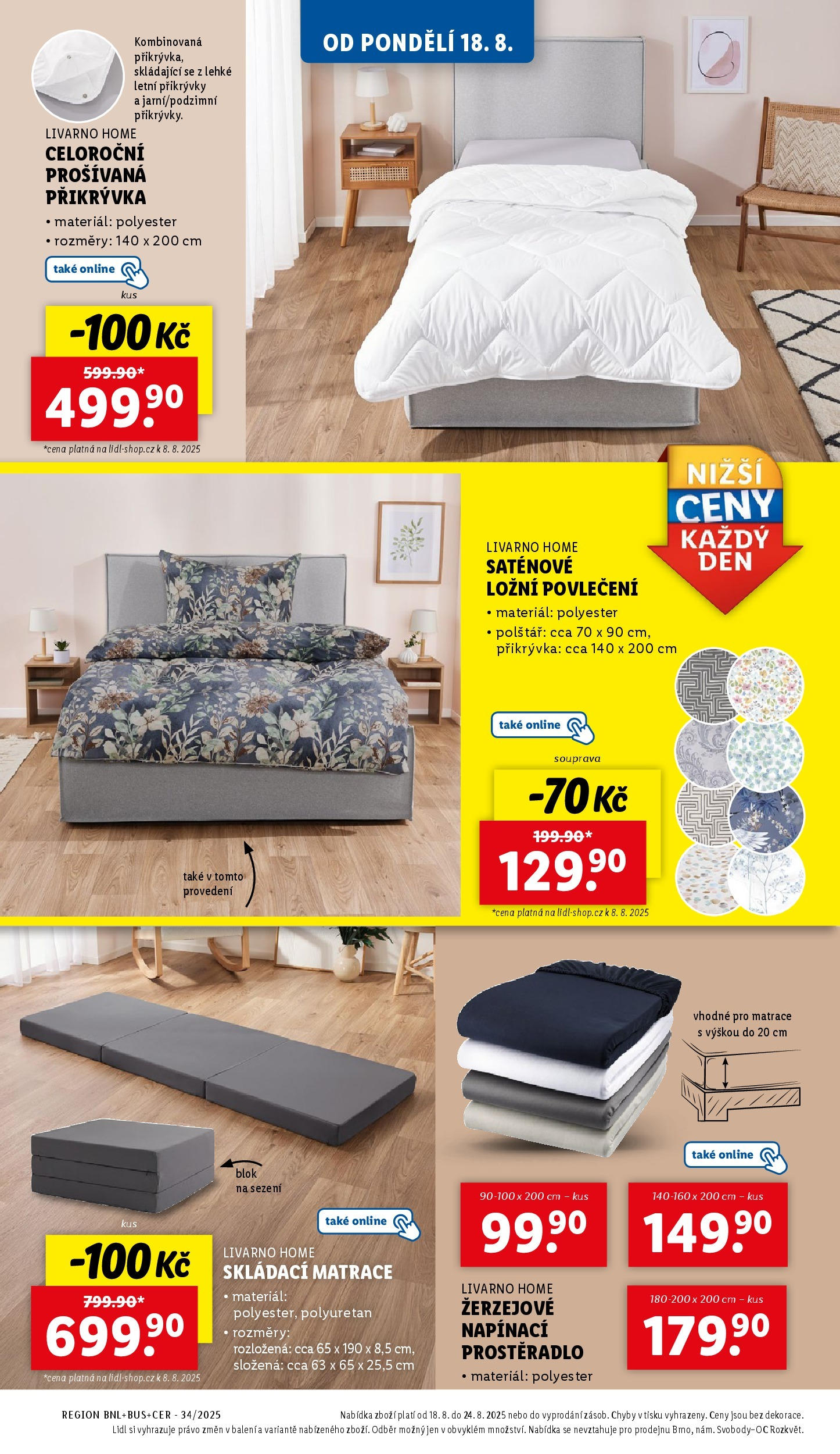 Lidl leták od 19.08.2025 - Nový akční leták | Strana: 12 | Produkty: Skládací matrace, Blok, Polštář, Prostěradlo