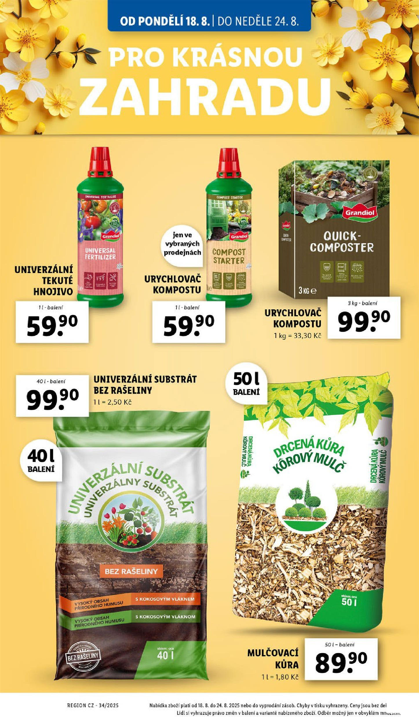 Lidl leták od 19.08.2025 - Nový akční leták | Strana: 48 | Produkty: Mulčovací kůra, Substrát, Univerzální substrát, Hnojivo