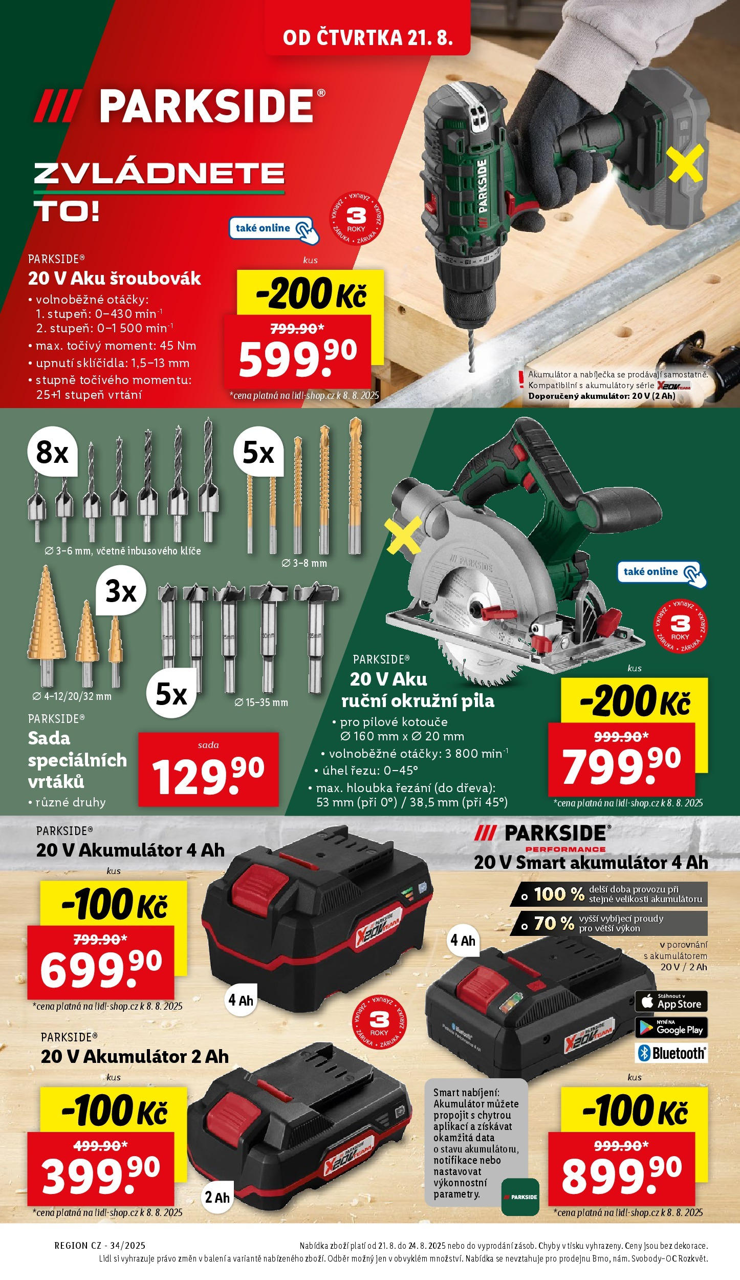 Lidl leták od 19.08.2025 - Nový akční leták | Strana: 22 | Produkty: Okružní pila, Šroubovák, Pila, Aku šroubovák