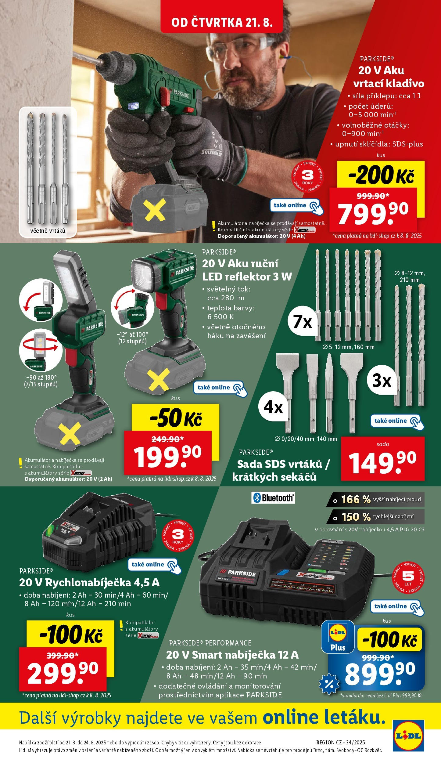 Lidl leták od 19.08.2025 - Nový akční leták | Strana: 23 | Produkty: Parkside, Kladivo, Barvy, LED