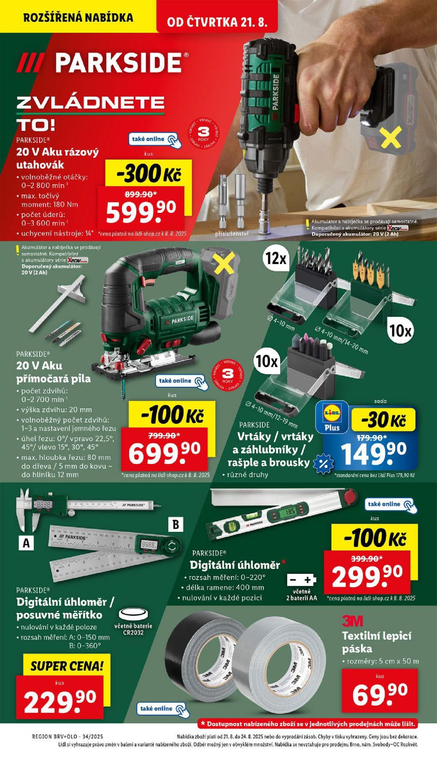 Lidl leták od 19.08.2025 - Nový akční leták | Strana: 24 | Produkty: Parkside, Pila, Aku rázový utahovák, Přímočará pila