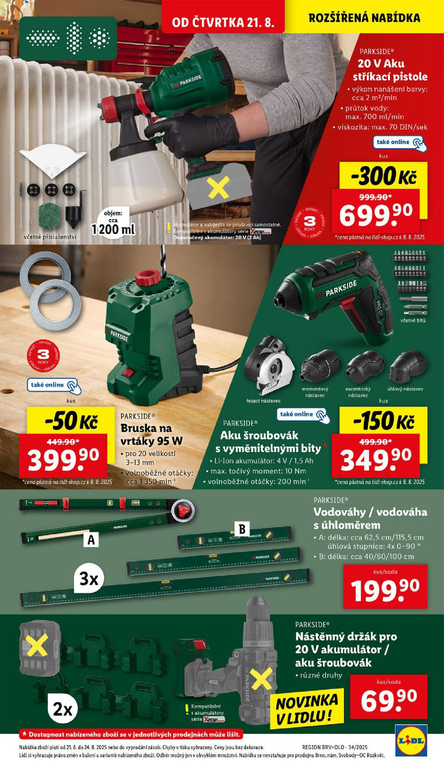 Lidl leták od 19.08.2025 - Nový akční leták | Strana: 25 | Produkty: Parkside, Šroubovák, Bruska, Barvy