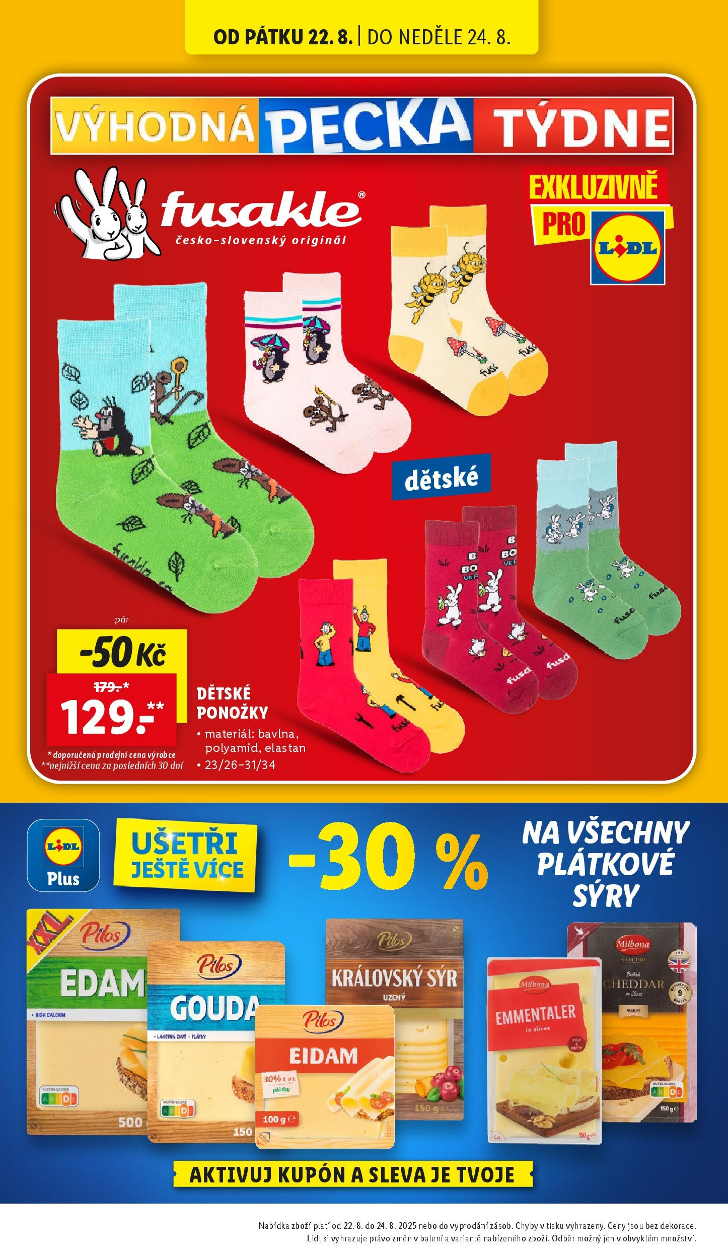 Lidl leták od 19.08.2025 - Nový akční leták | Strana: 31 | Produkty: Sýr, Ponožky, Eidam, Cheddar