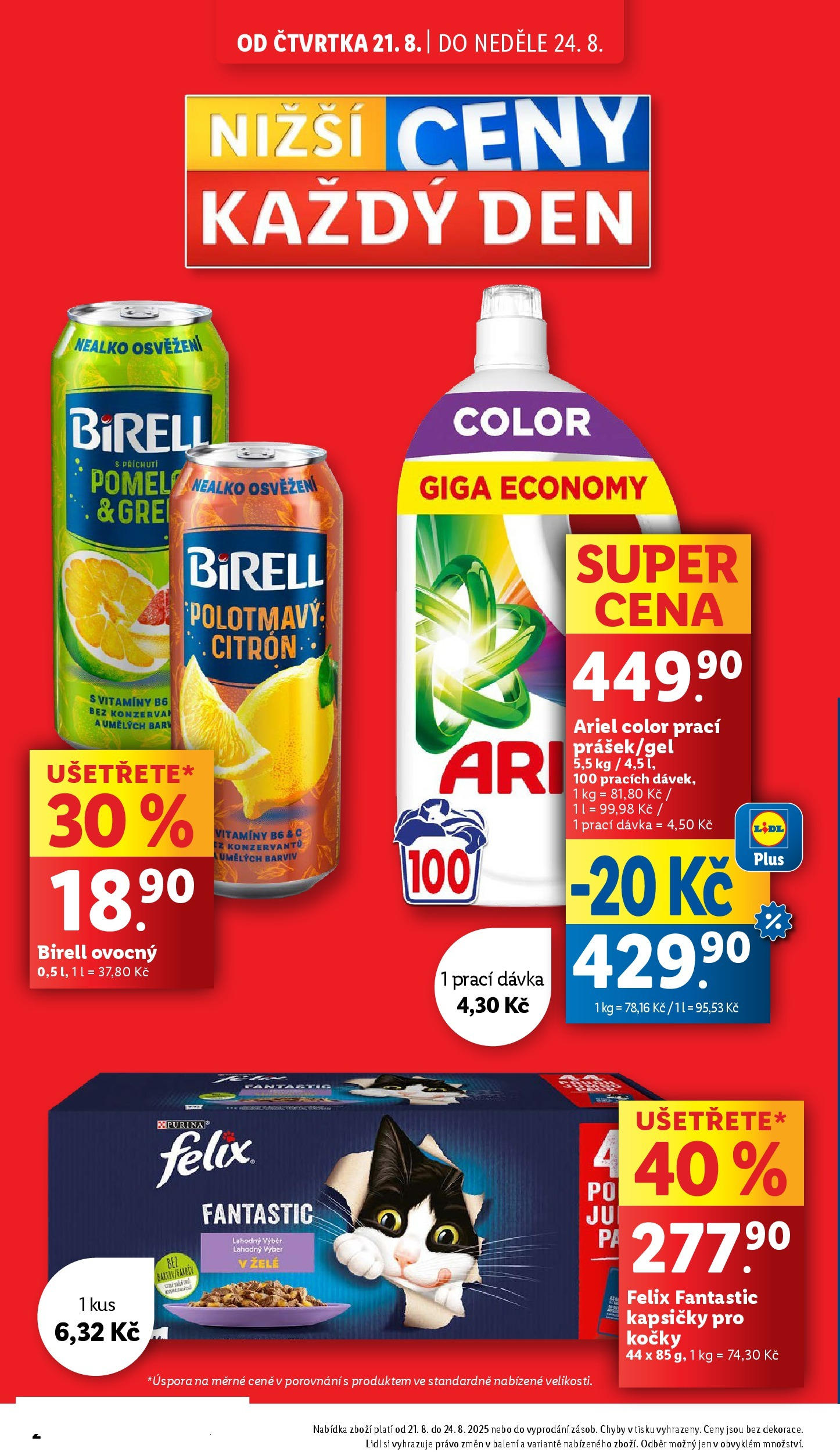 Lidl leták od 19.08.2025 - Nový akční leták | Strana: 2 | Produkty: Ovoce, Purina, Felix kapsičky, Ariel