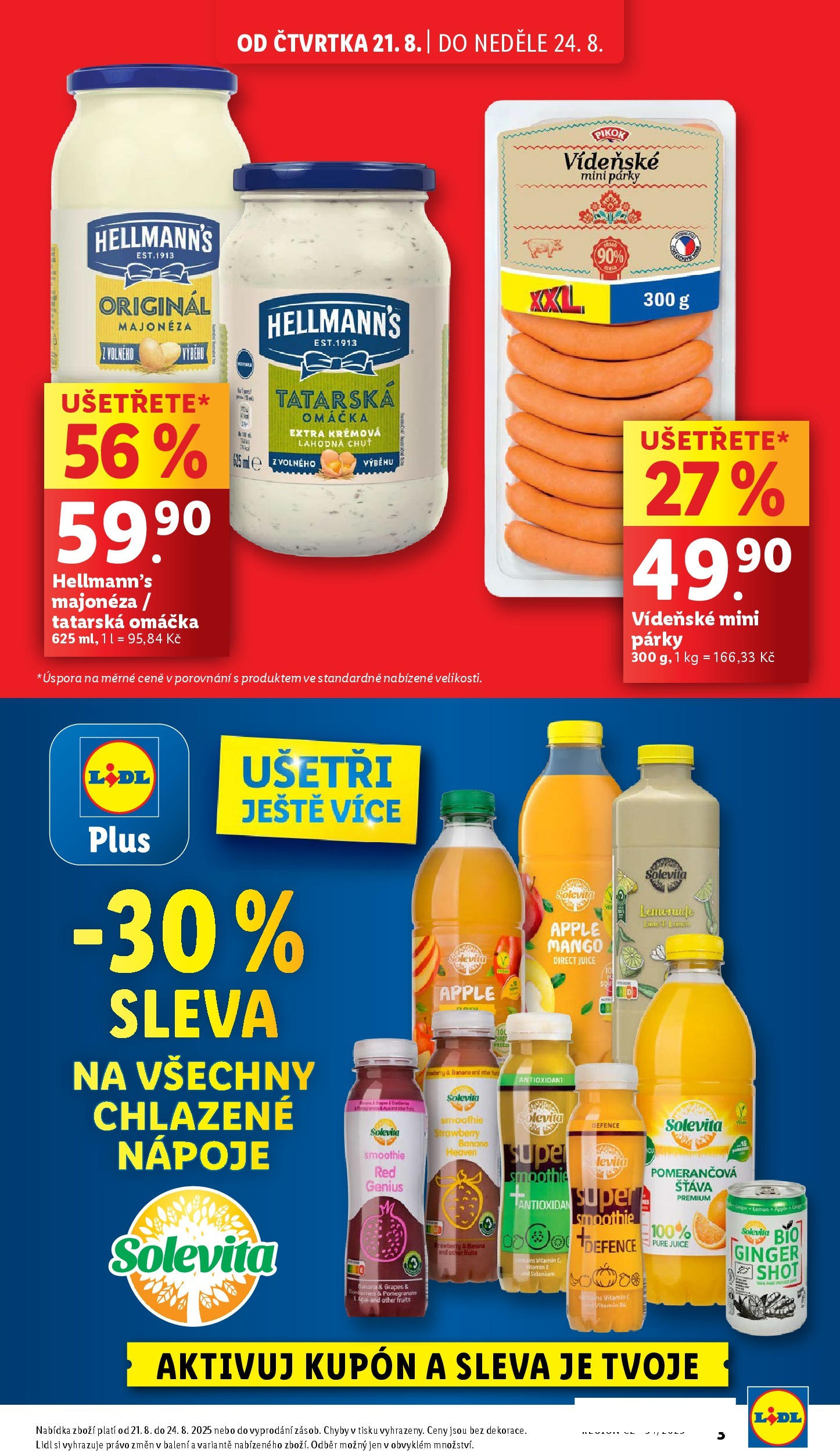 Lidl leták od 19.08.2025 - Nový akční leták | Strana: 3 | Produkty: Mango, Párky, Ginger shot, Hellmann's
