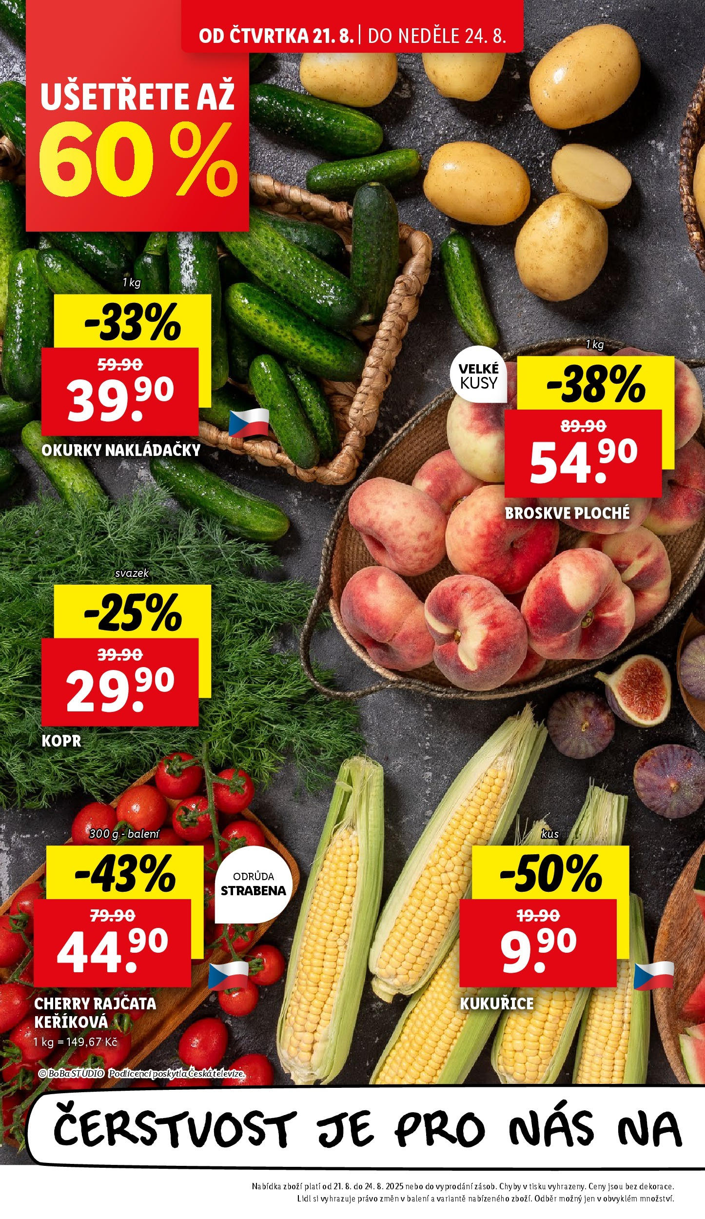 Lidl leták od 19.08.2025 - Nový akční leták | Strana: 10 | Produkty: Cherry rajčata, Okurky, Okurky nakládačky, Broskve