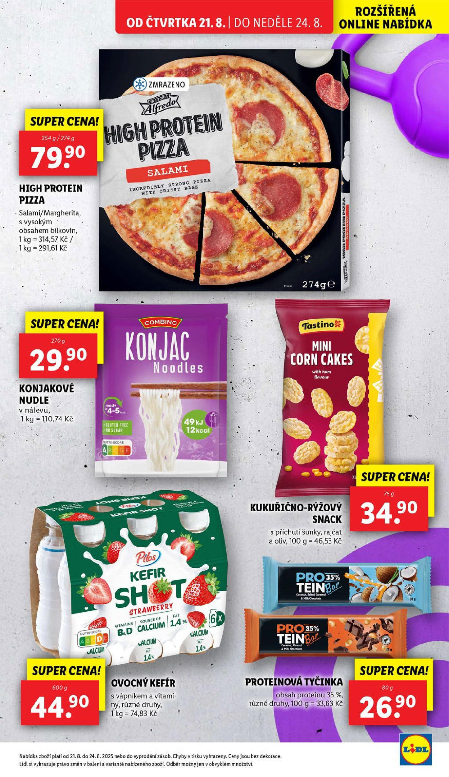 Lidl leták od 19.08.2025 - Nový akční leták | Strana: 19 | Produkty: Proteinová tyčinka, Protein bar, Vitamíny, Nudle