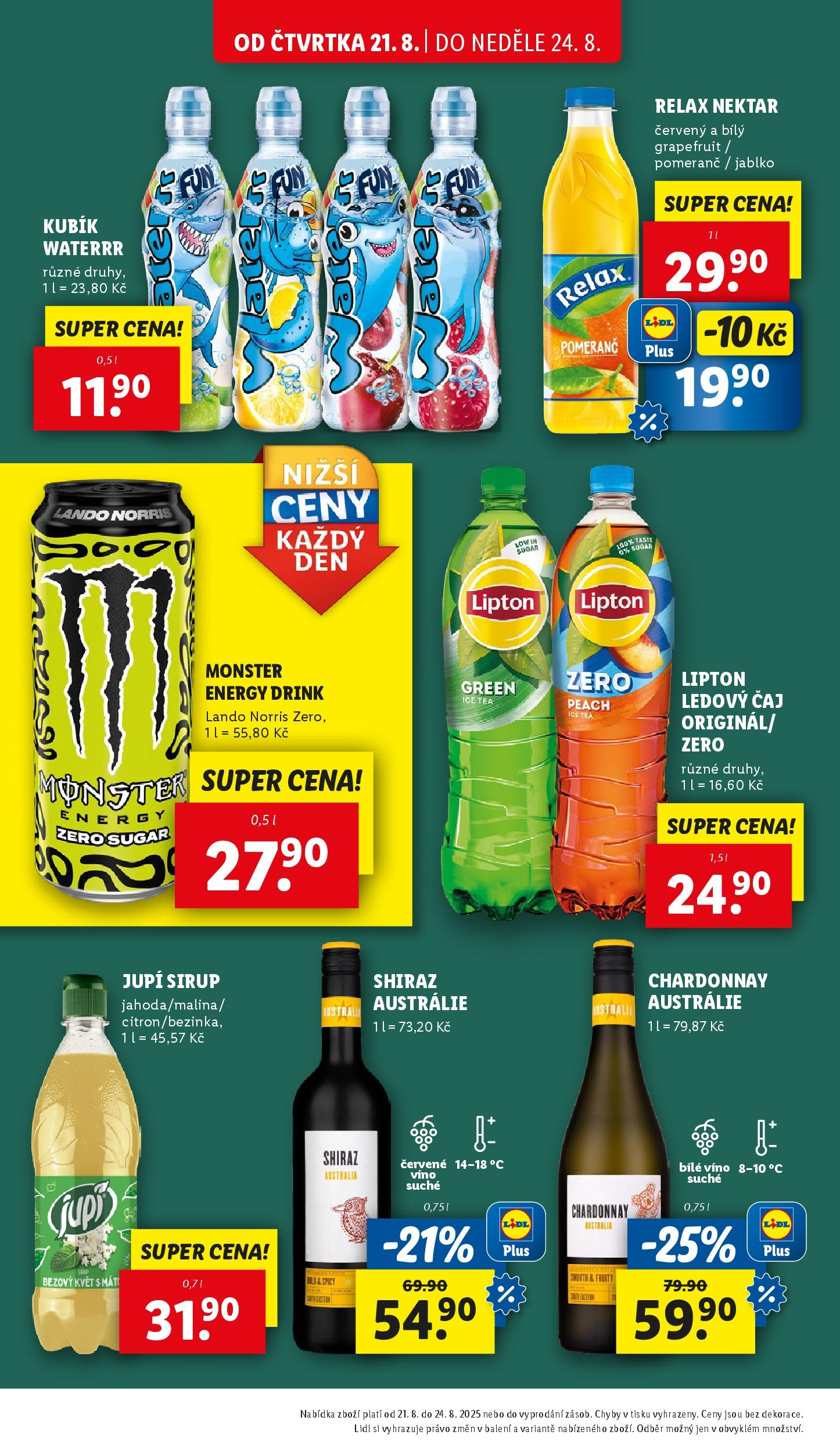 Lidl leták od 19.08.2025 - Nový akční leták | Strana: 20 | Produkty: Monster, Sirup, Ledový čaj, Energy drink