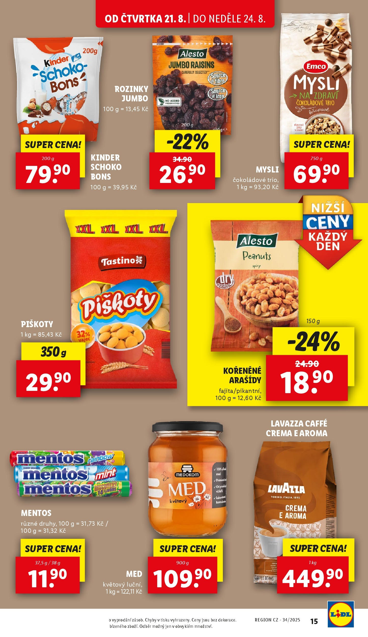 Lidl leták od 19.08.2025 - Nový akční leták | Strana: 22 | Produkty: Lavazza, Crema, Caffè crema, Kinder