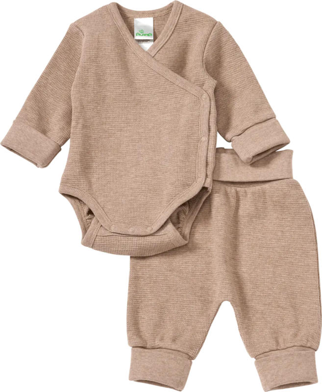 ALANA Set mit Wickelbody und Hose mit Waffel-Struktur, beige, Gr. 62/68