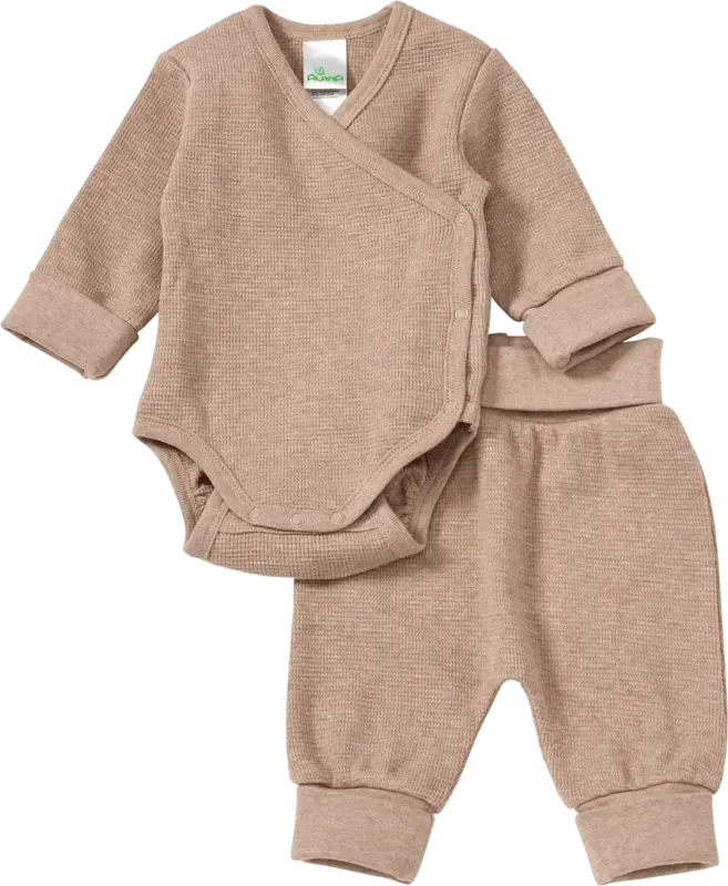 ALANA Set mit Wickelbody und Hose mit Waffel-Struktur, beige, Gr. 50/56
