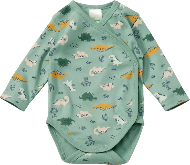 ALANA Wickelbody mit Dino-Muster, grün, Gr. 62/68