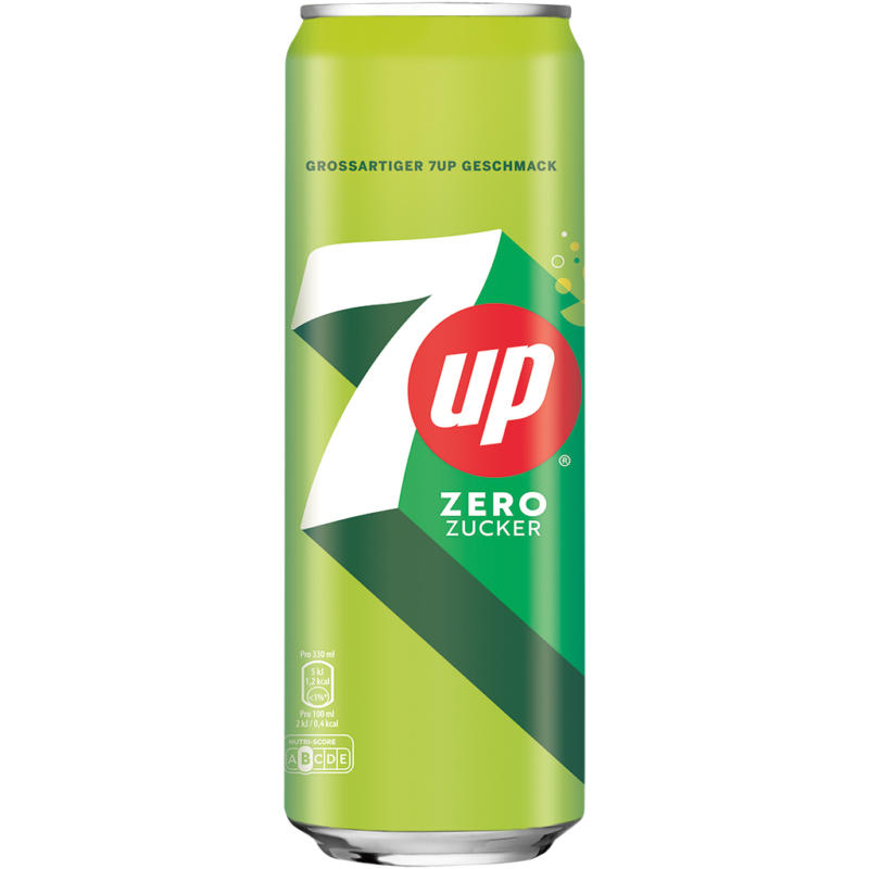 7up Zero Erfrischungsgetränk mit Süßungsmitteln, mit natürlichen Auszügen aus Limonen und Limetten