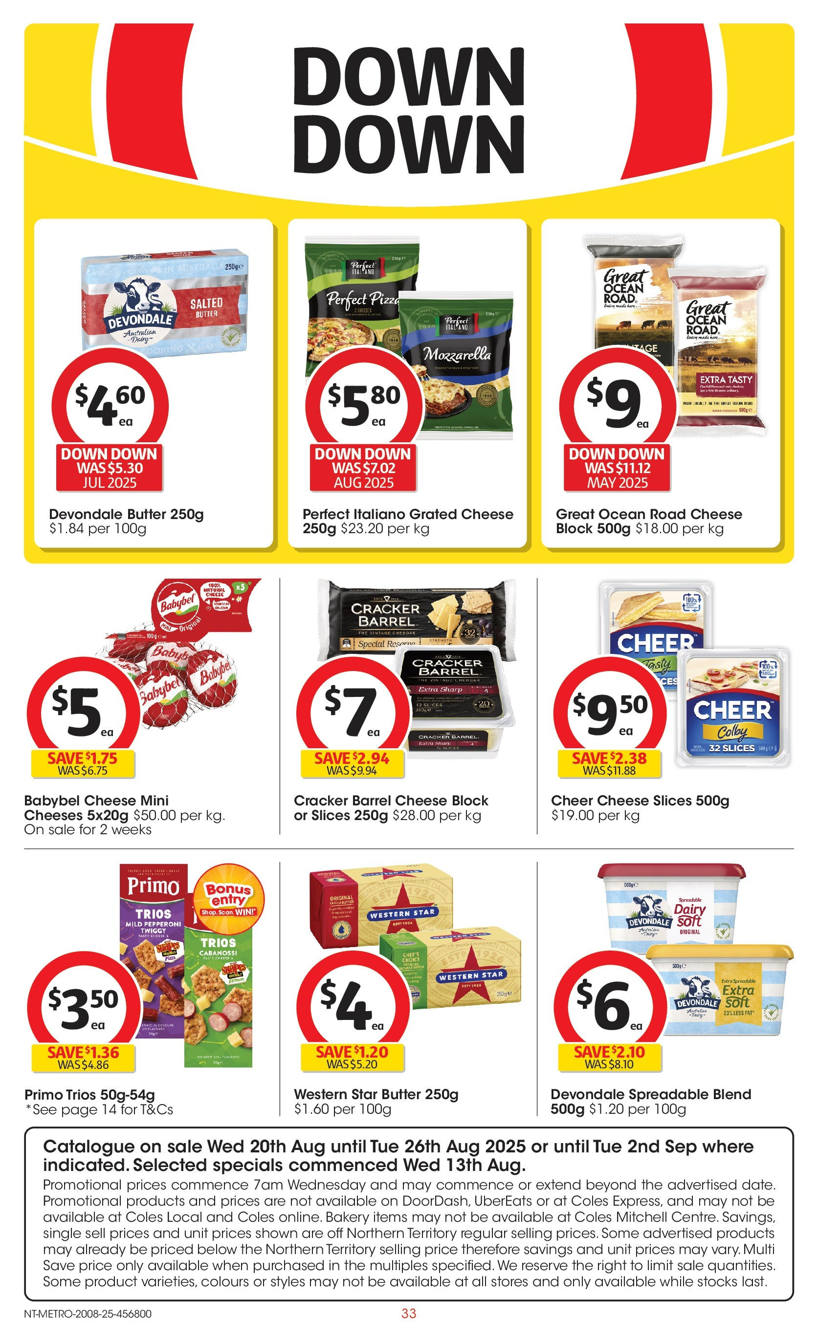 ﻿﻿Coles catalogue valid from 20/08/2025 > Online Australia | Page: 33 | Products: Dairy, Butter, Cheese, Bakery