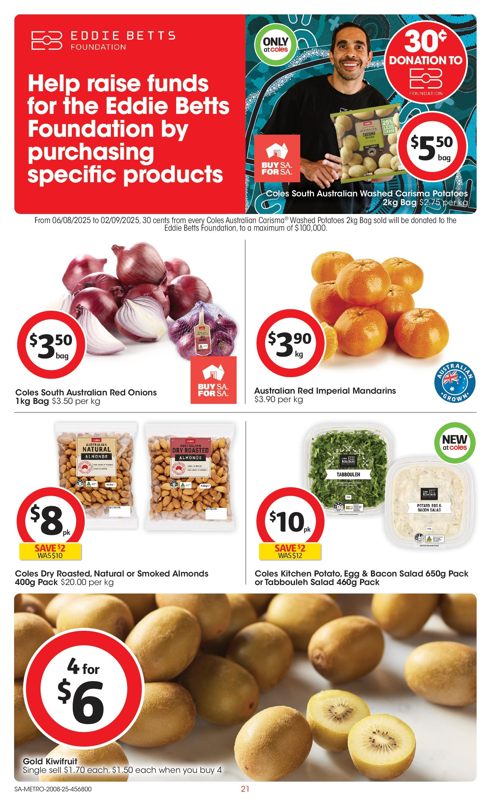Coles catalogue from 20/08/2025 > Big discounts | Page: 21 | Products: Almonds, Bacon, Salad, Onions Coles catalogue valid from 20/08/2025 > Online Australia | Page: 21 | Products: Almonds, Bacon, Salad, Onions