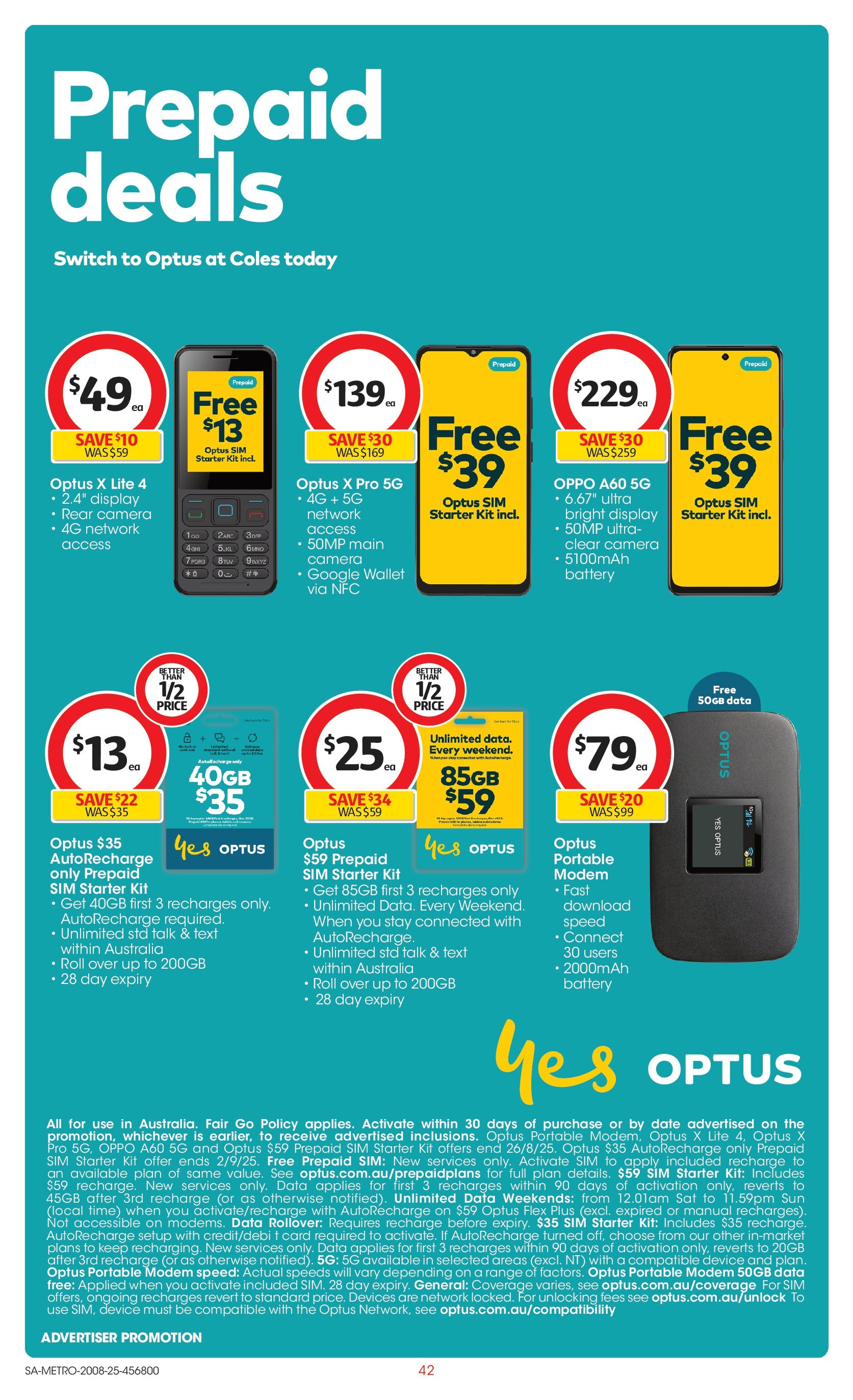 Coles catalogue from 20/08/2025 > Big discounts | Page: 42 | Products: Wallet, Camera, Portable, Modem Coles catalogue valid from 20/08/2025 > Online Australia | Page: 42 | Products: Wallet, Camera, Portable, Modem