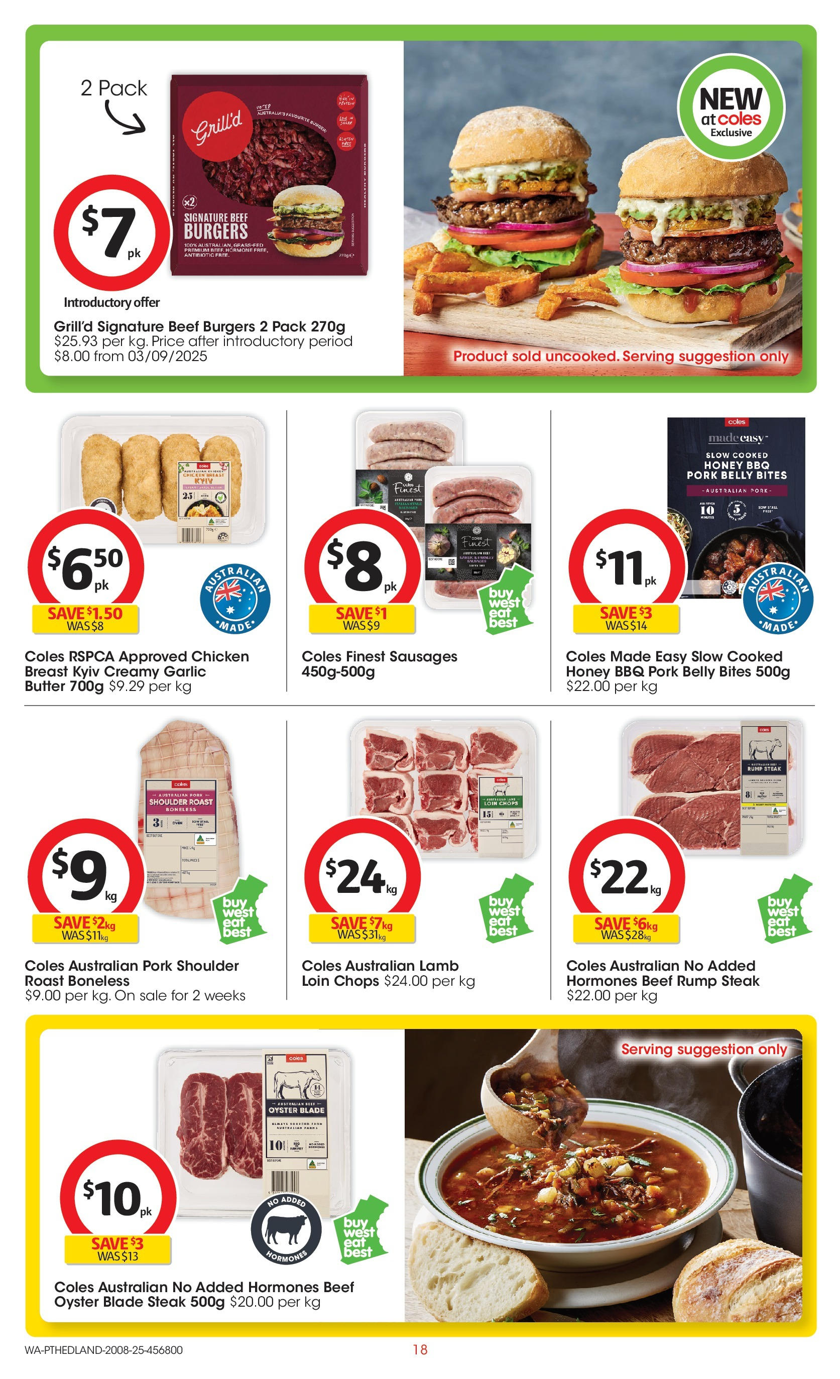 ﻿﻿Coles catalogue valid from 20/08/2025 > Online Australia | Page: 18 | Products: Butter, Honey, Pork, Lamb