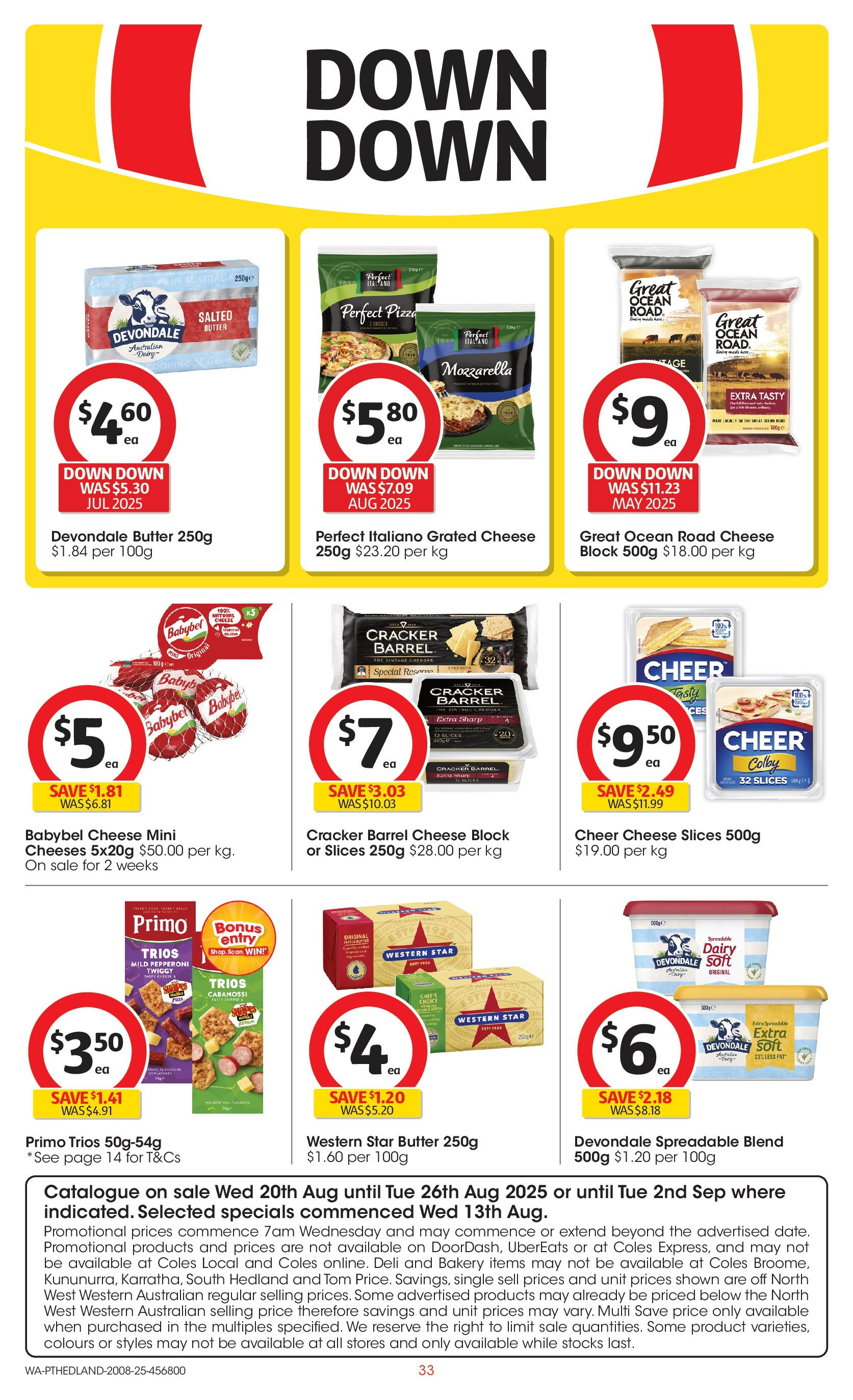 ﻿﻿Coles catalogue valid from 20/08/2025 > Online Australia | Page: 33 | Products: Dairy, Butter, Cheese, Bakery