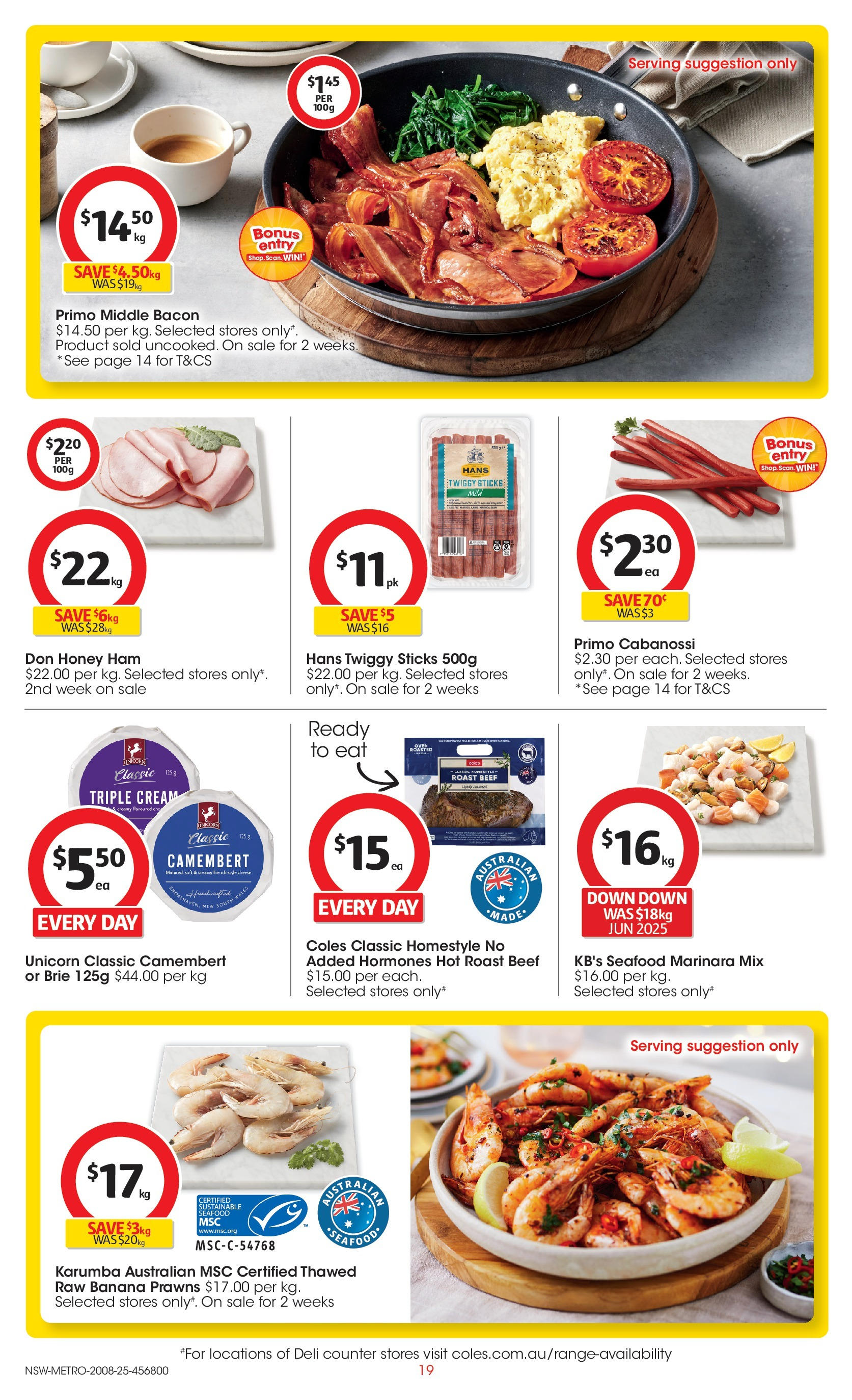 Coles catalogue from 20/08/2025 > Big discounts | Page: 19 | Products: Cheese, Ham, Prawns, Cream Coles catalogue valid from 20/08/2025 > Online Australia | Page: 19 | Products: Cheese, Ham, Prawns, Cream