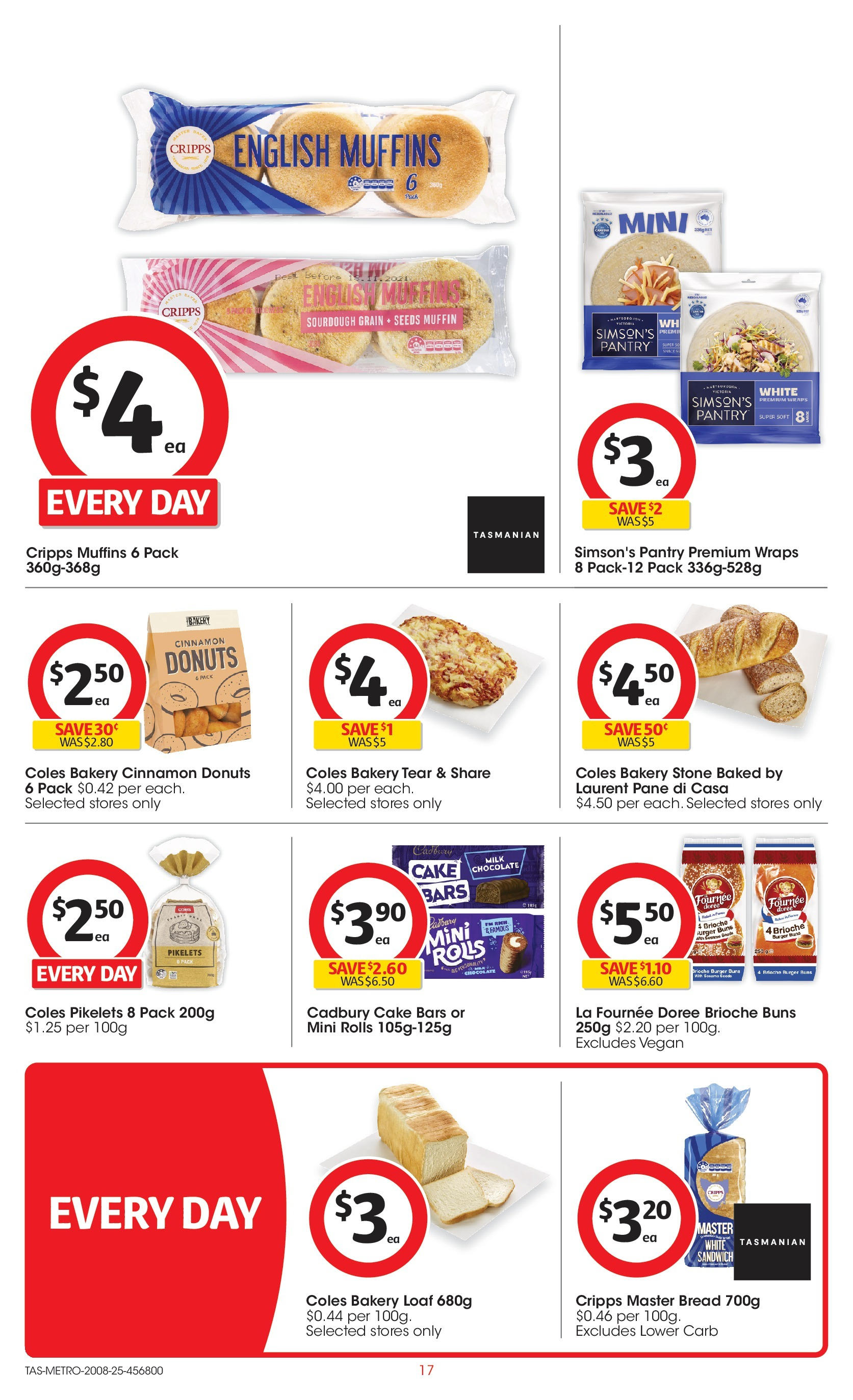 ﻿﻿Coles catalogue valid from 20/08/2025 > Online Australia | Page: 17 | Products: Milk, Donuts, Muffins, Bakery