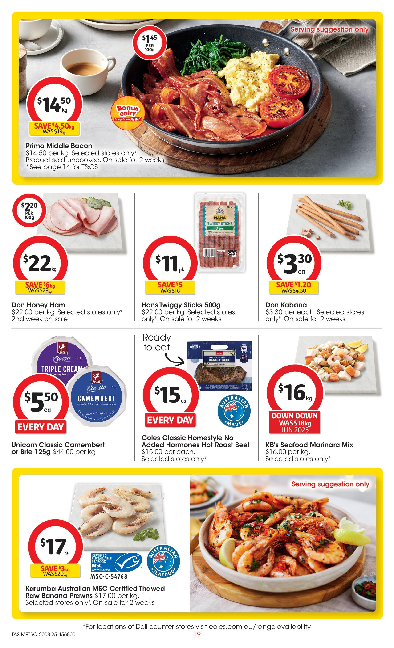 ﻿﻿Coles catalogue valid from 20/08/2025 > Online Australia | Page: 19 | Products: Cheese, Prawns, Cream, Seafood