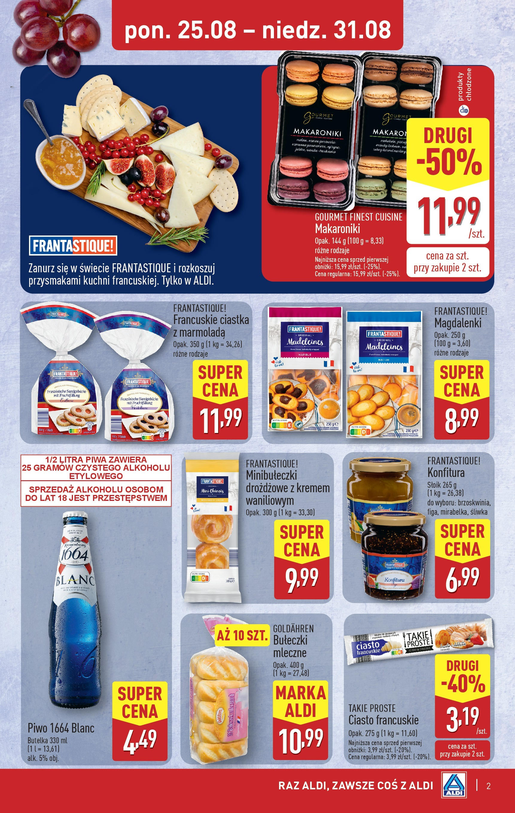 Aldi Gazetka - Tydzień francuski od 25.08.2025 - Ulotka PDF, promocje | Strona: 2 | Produkty: Ciasto francuskie, Ciasto, Ciastka, Makaron