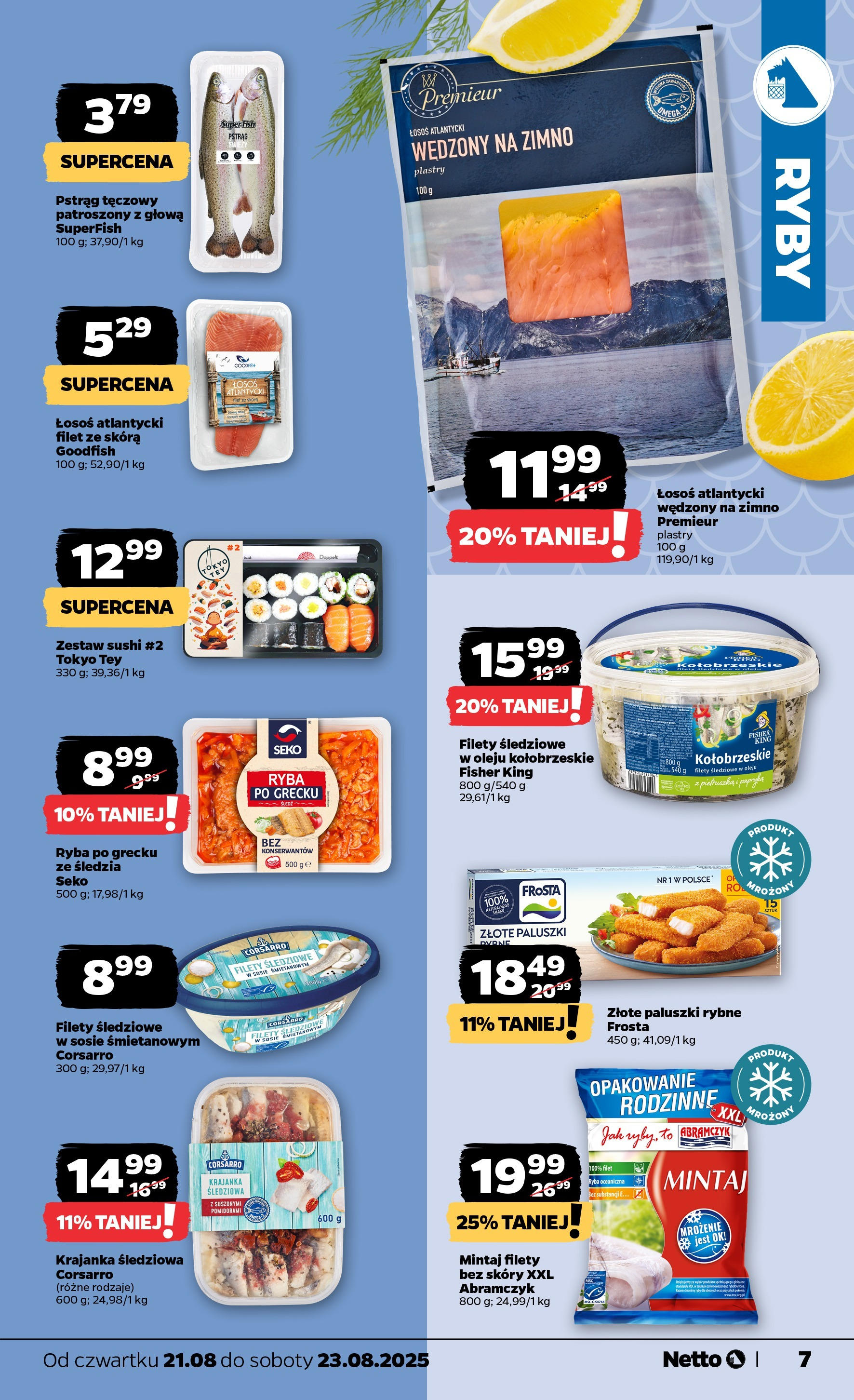 Netto gazetka - Spożywcza od 21.08.2025 - Aktualne promocje | Strona: 7 | Produkty: Pstrąg, Łosoś, Papryka, Zestaw sushi