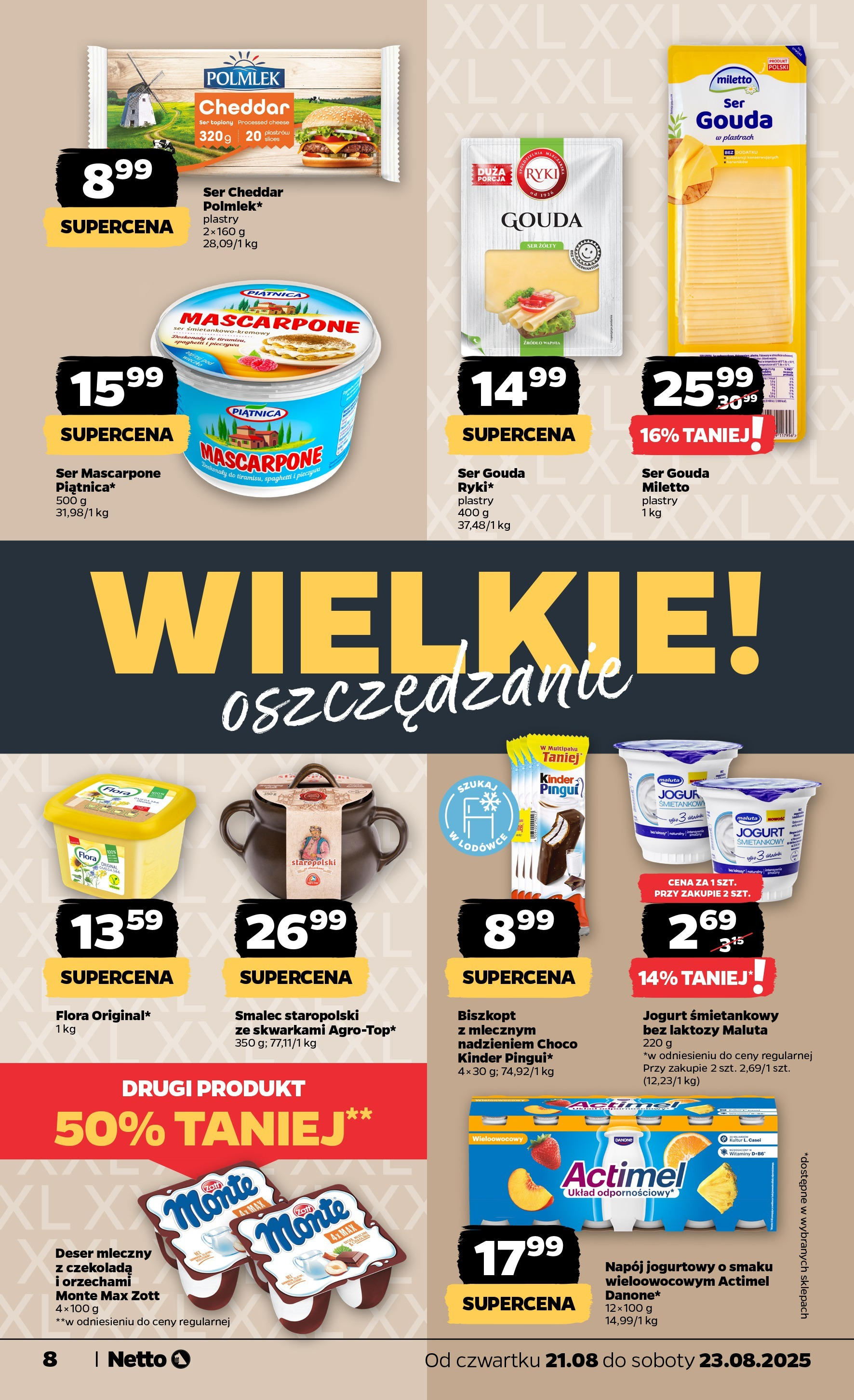 Netto gazetka - Spożywcza od 21.08.2025 - Aktualne promocje | Strona: 8 | Produkty: Jogurt śmietankowy, Bez laktozy, Czekolada, Cheddar
