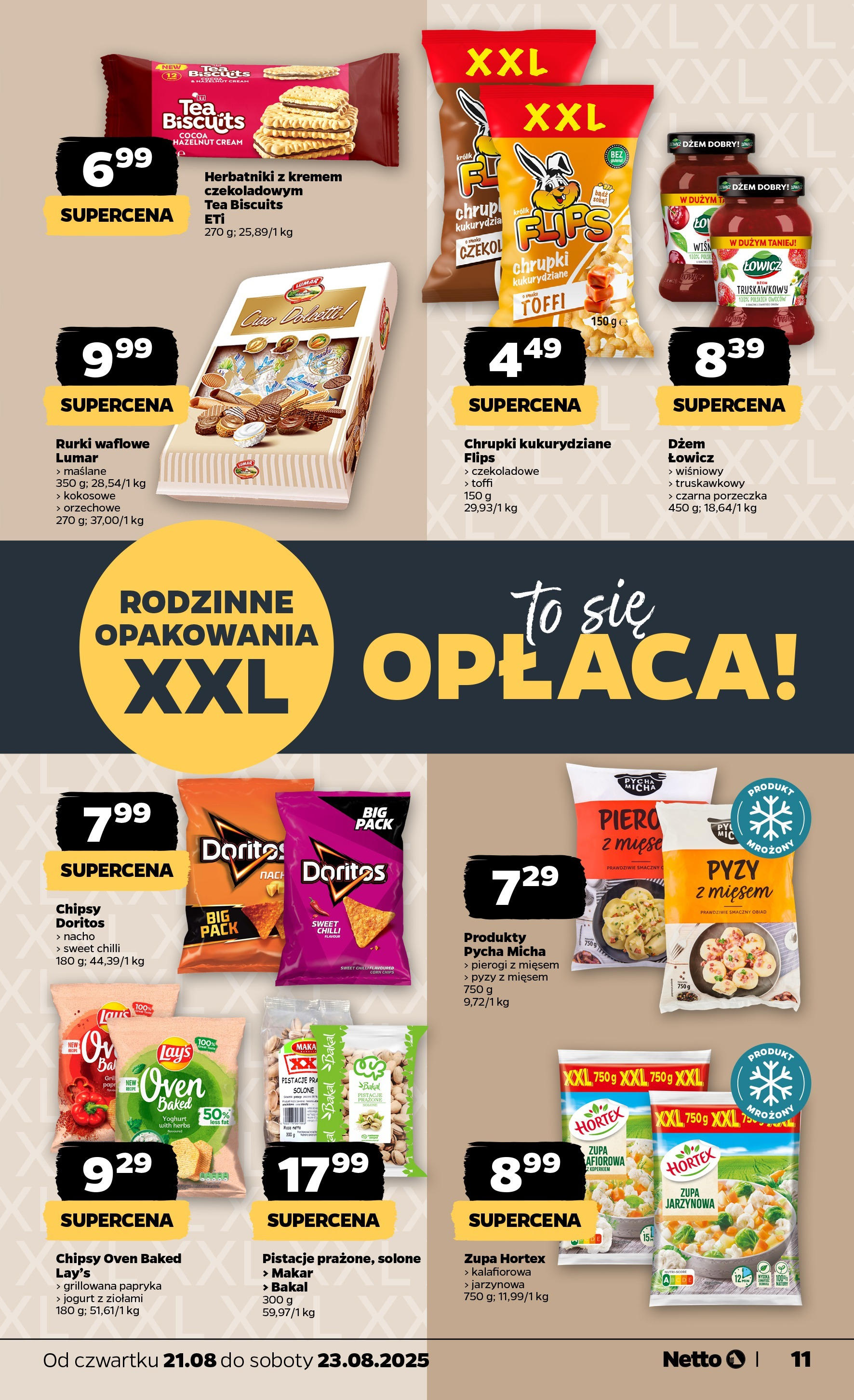 Netto gazetka - Spożywcza od 21.08.2025 - Aktualne promocje | Strona: 11 | Produkty: Pierogi, Herbatniki, Dżem, Jogurt