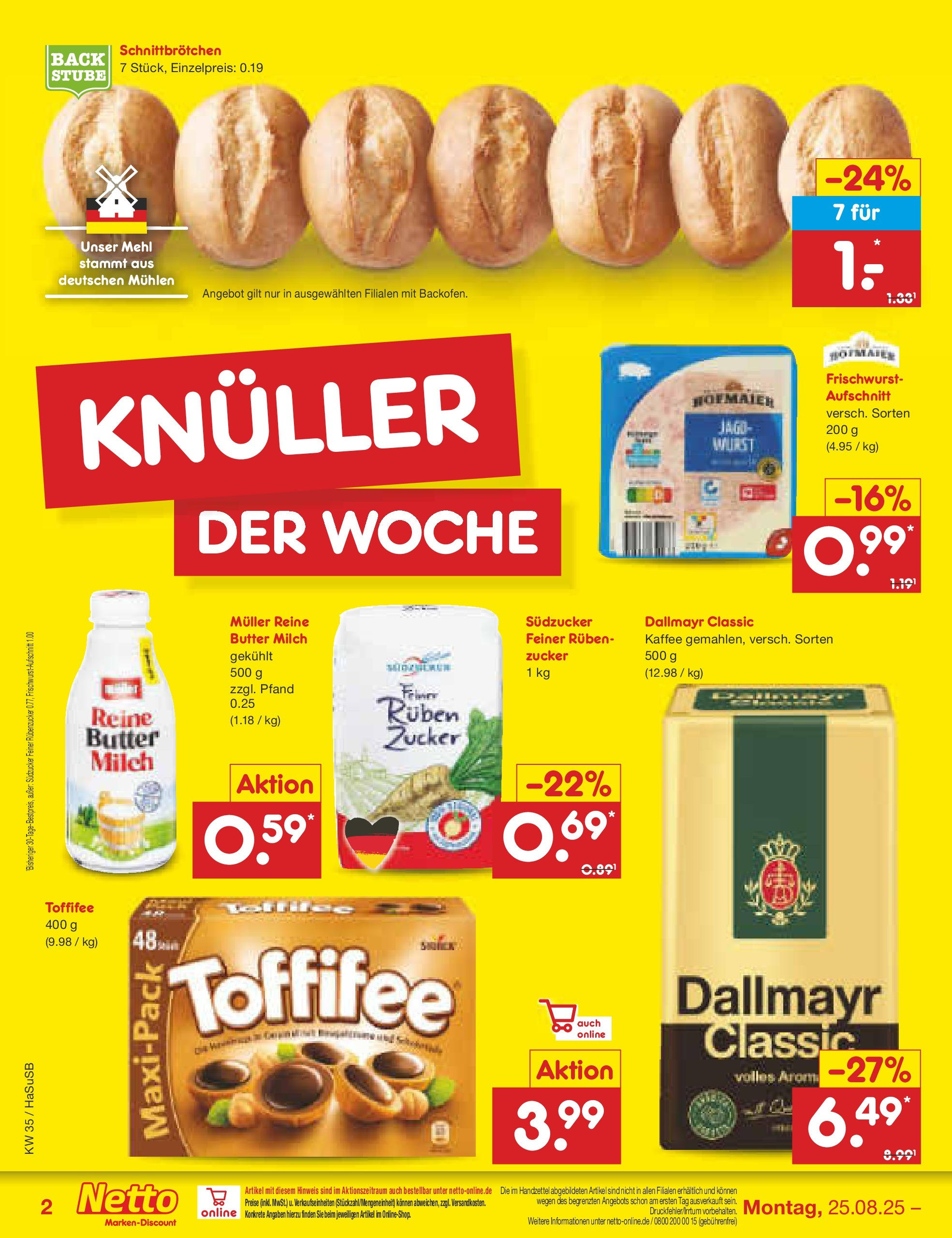 Netto Marken-Discount prospekt Wuppertal	 (ab 24.08.2025) » Angebote | Seite: 2 | Produkte: Mehl, Milch, Kaffee, Zucker