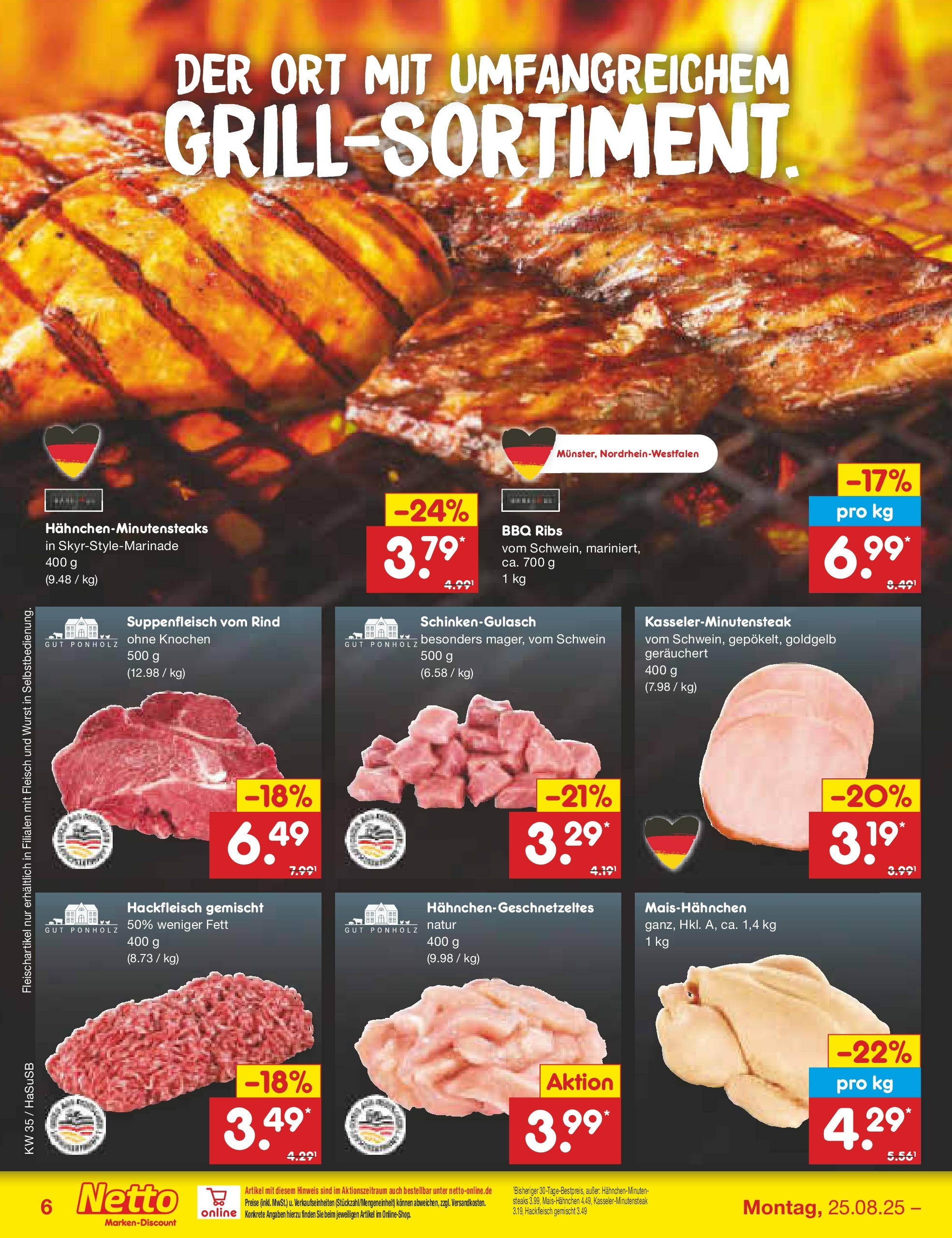 Netto Marken-Discount prospekt Wuppertal	 (ab 24.08.2025) » Angebote | Seite: 6 | Produkte: Suppenfleisch, Wurst, Fleisch, Hackfleisch