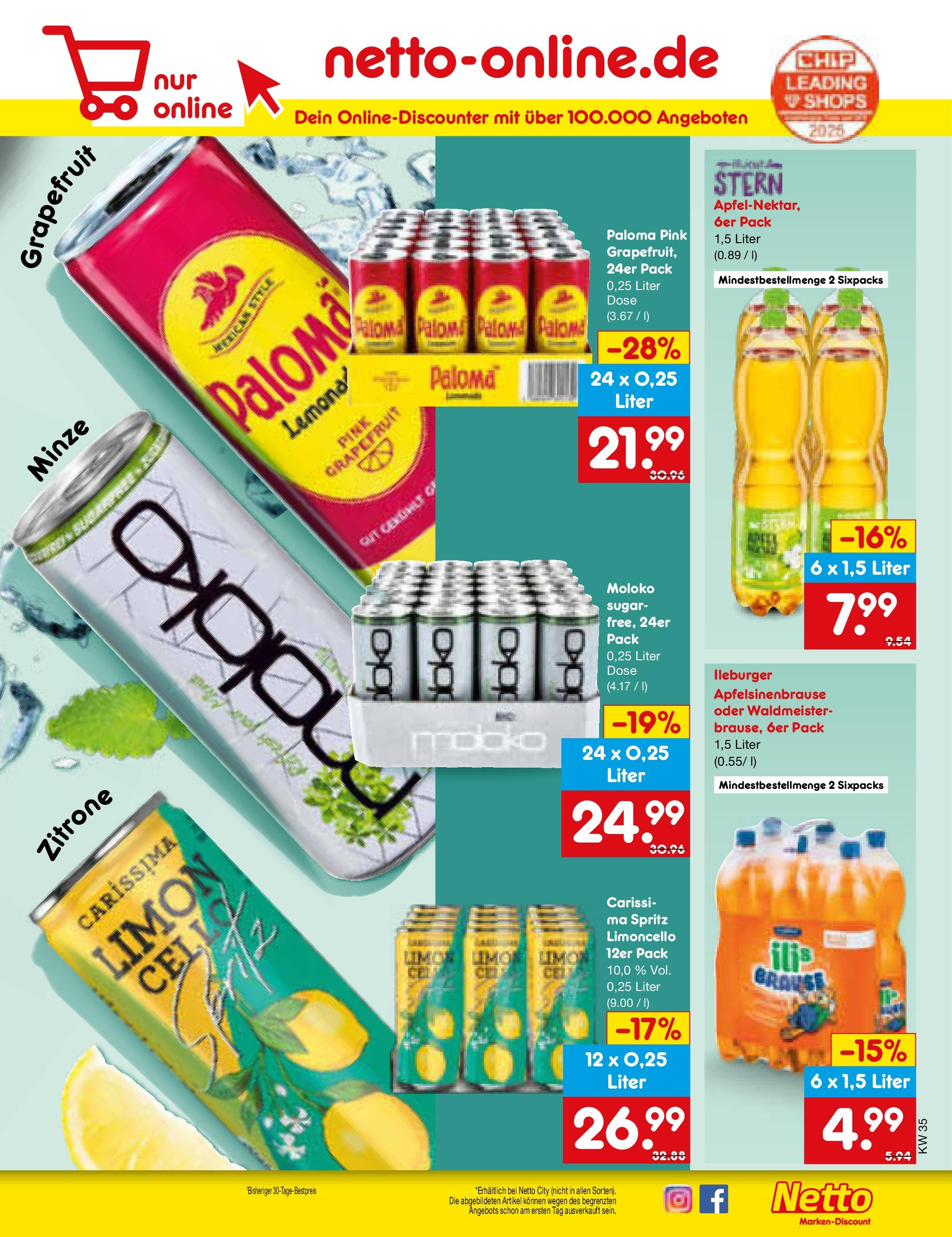 Netto Marken-Discount prospekt Jüchen	 (ab 24.08.2025) » Angebote | Seite: 35 | Produkte: Grapefruit, Zitrone, Limoncello