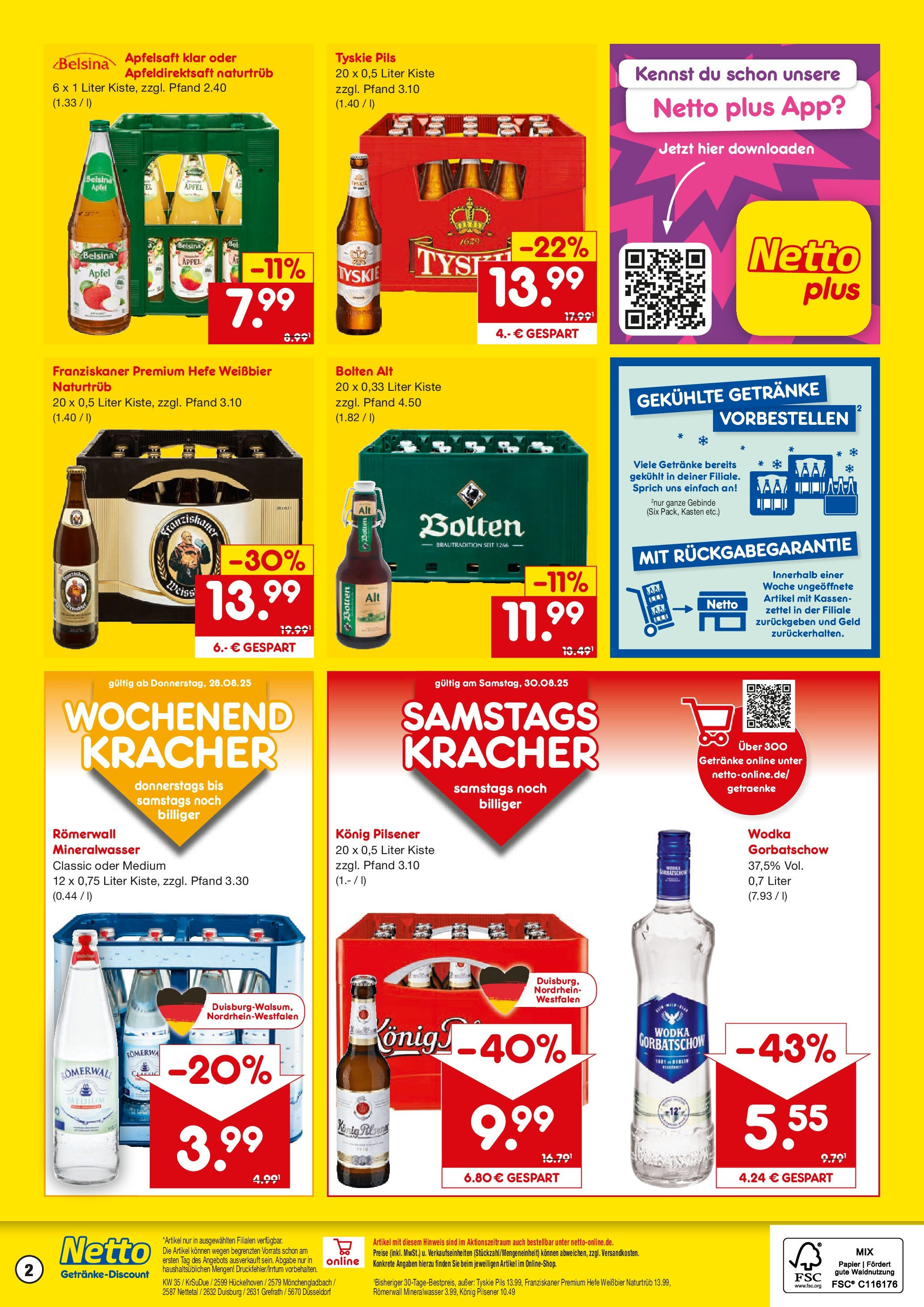 Netto Marken-Discount prospekt Grefrath (ab 24.08.2025) » Angebote | Seite: 2 | Produkte: Konig pilsener, Weißbier, Pils, Hefe weissbier Netto Marken-Discount prospekt Grefrath (ab 24.08.2025) » Angebote | Seite: 2 | Produkte: Konig pilsener, Weißbier, Pils, Hefe weissbier