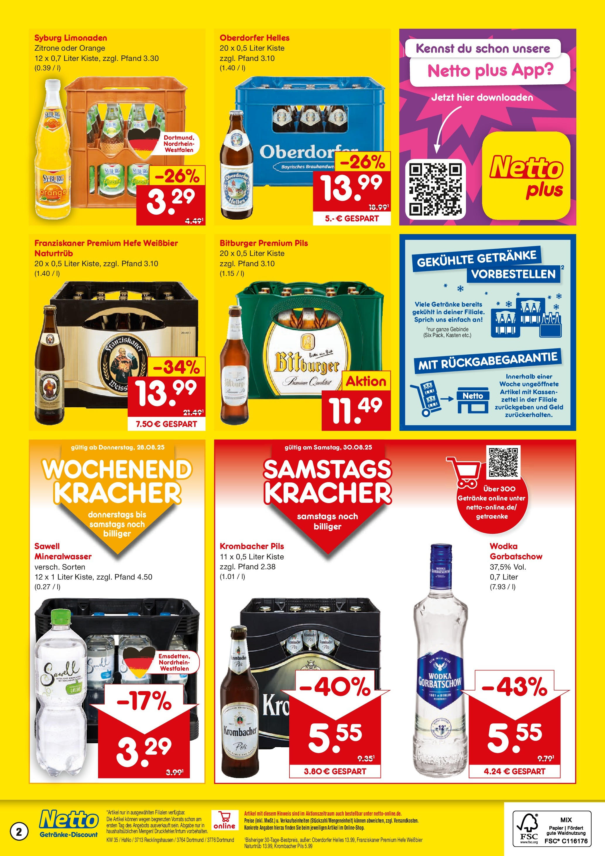 Netto Marken-Discount prospekt Dortmund (ab 24.08.2025) » Angebote | Seite: 2 | Produkte: Franziskaner, Pils, Hefe weissbier, Wodka gorbatschow Netto Marken-Discount prospekt Dortmund (ab 24.08.2025) » Angebote | Seite: 2 | Produkte: Franziskaner, Pils, Hefe weissbier, Wodka gorbatschow