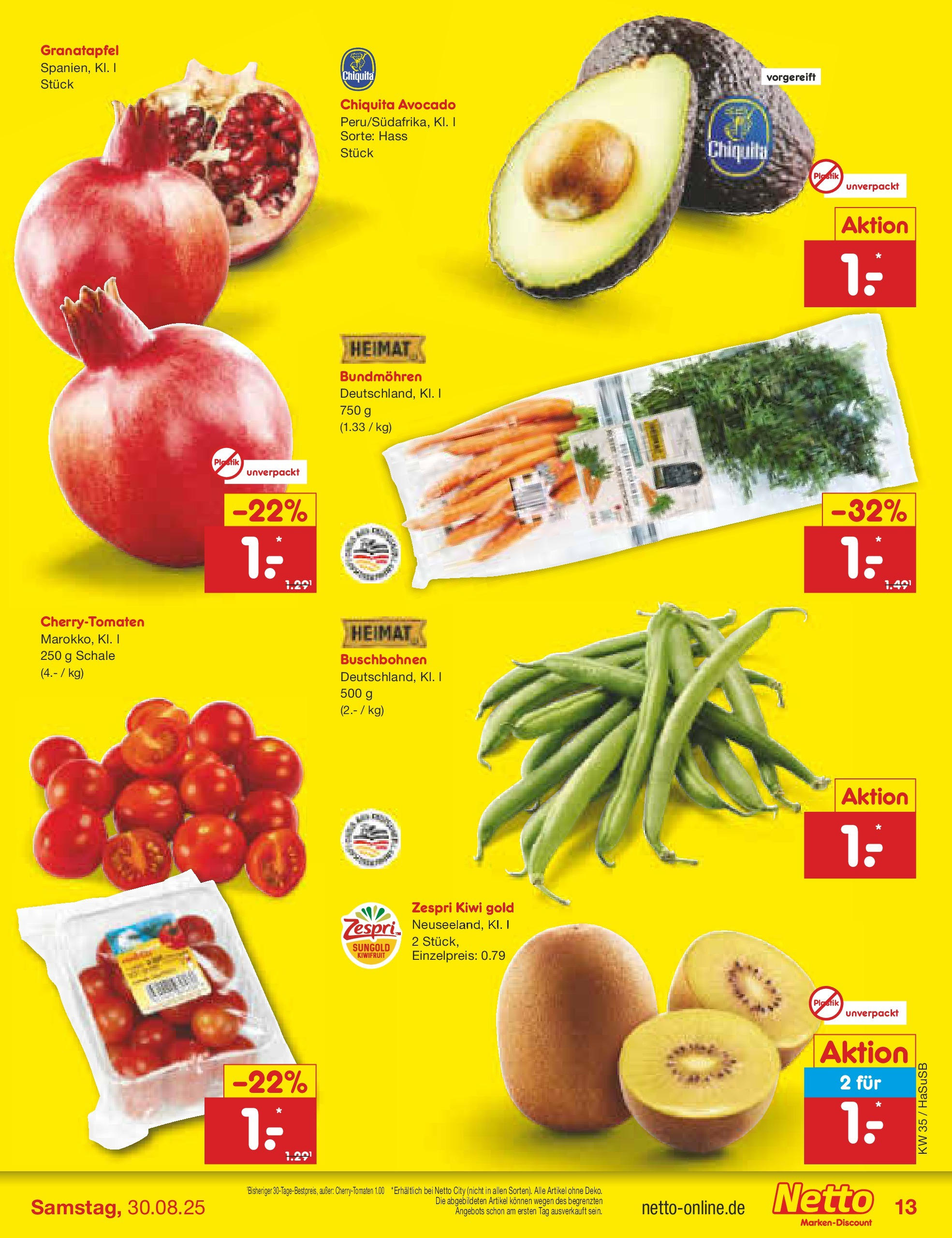 Netto Marken-Discount prospekt Wuppertal	 (ab 24.08.2025) » Angebote | Seite: 13 | Produkte: Granatapfel, Avocado, Kiwi